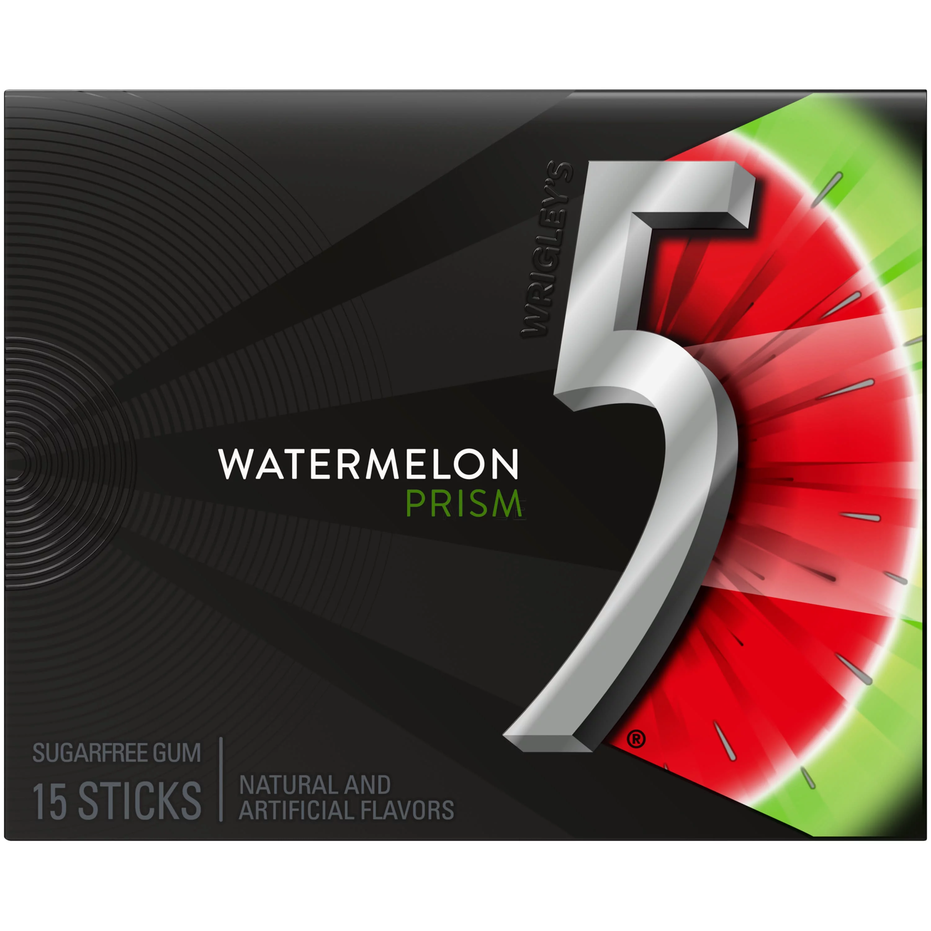 5 Gum Watermelon Prism Sugar Free Chewing Gum - 15 Stick Pack