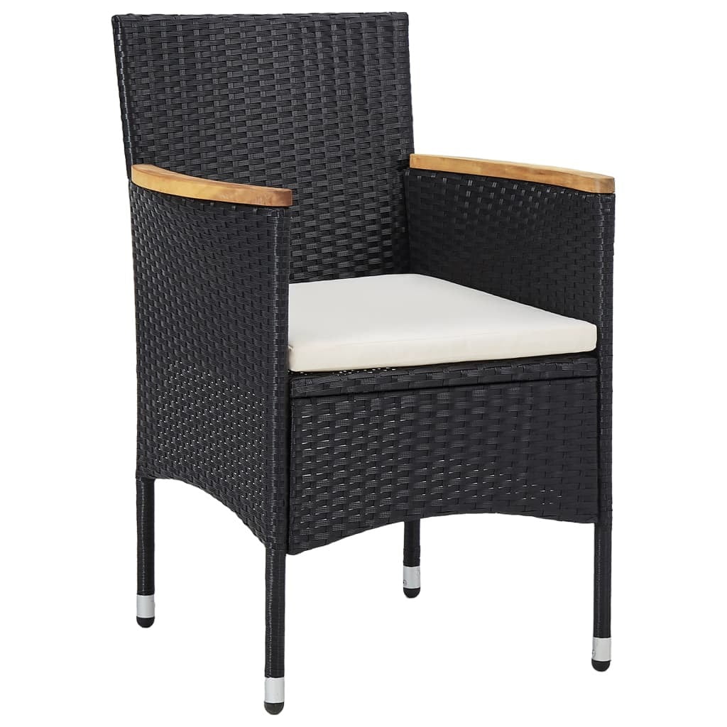vidaXL Patio Dining Chairs 2 pcs Poly Rattan Black