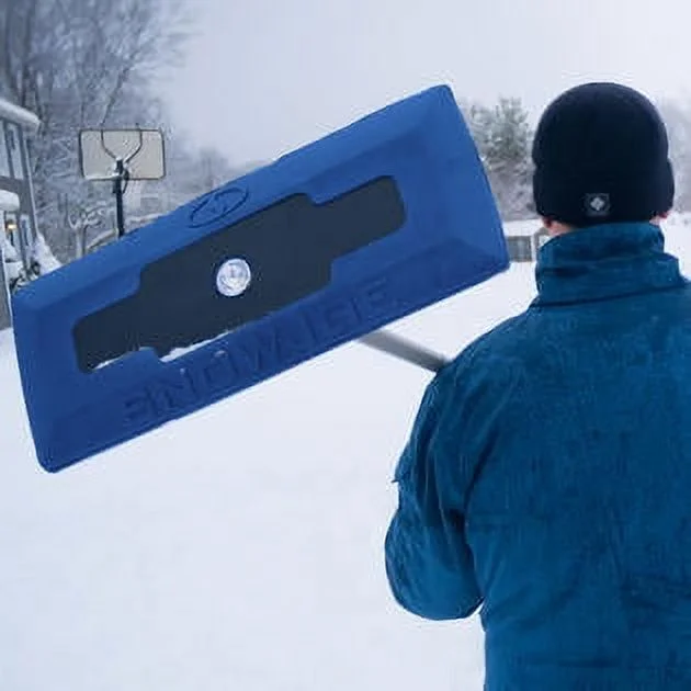 Snow Joe 3-In-1 Telescoping Snow Broom Ice Scraper | 18-Inch Foam Head | Headlights (Blue)