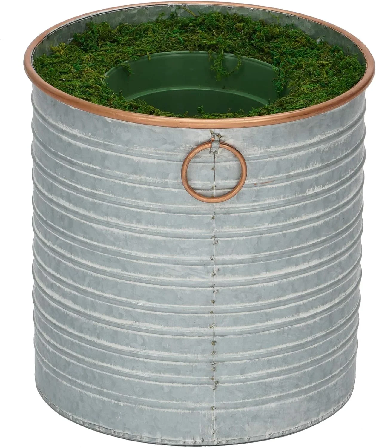 House of Silk Flowers Large Copper-Rim Metal Planter Pot-in-a-Pot