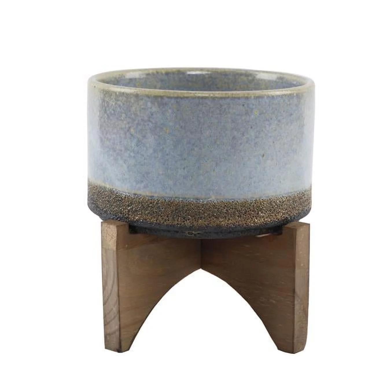 Flora Bunda CT694E-BL 5.1' OPENING LAVA CERAMIC ON WOOD STAND,BLUE