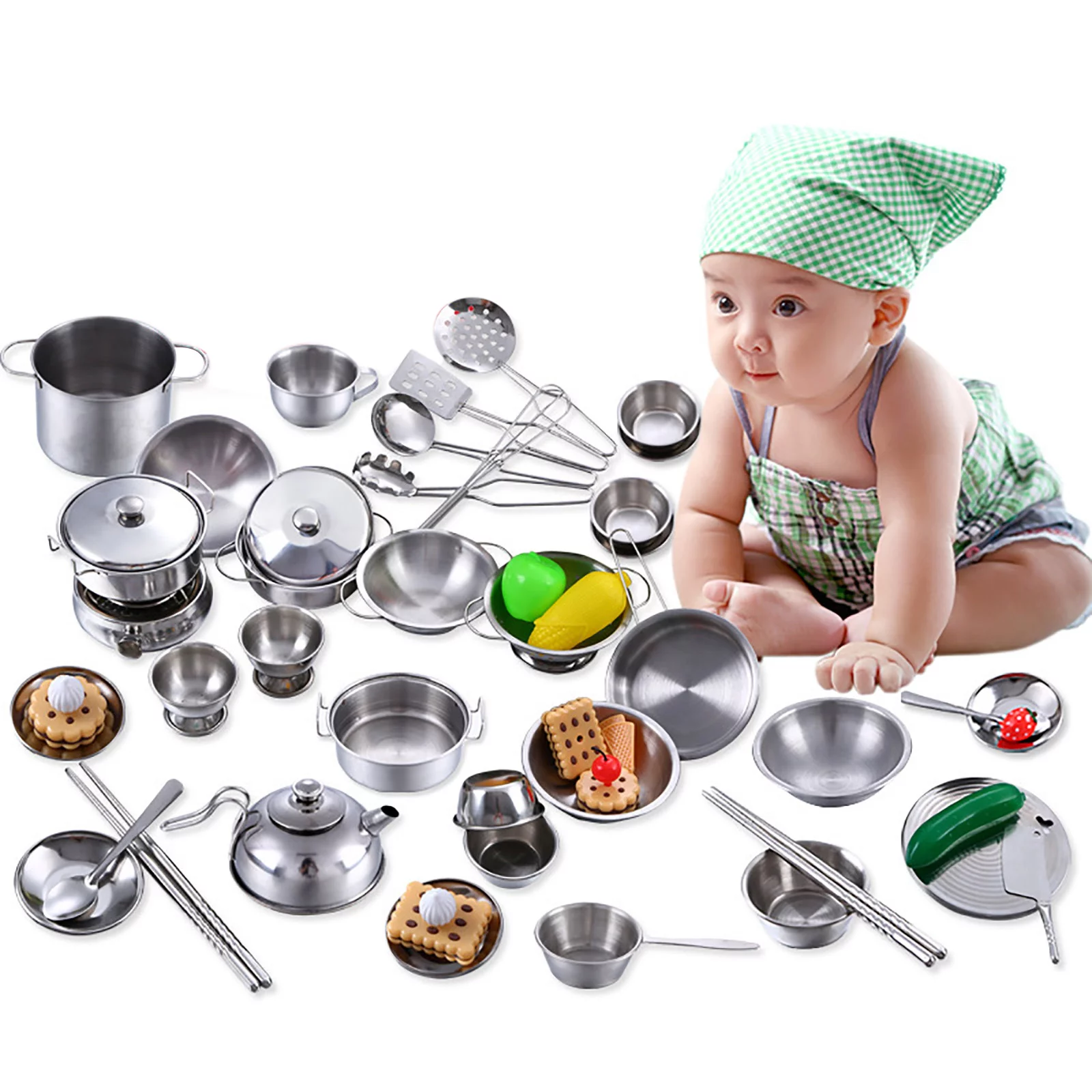 iju7gthy Toys for Kids Ages 4-8 4Th of July Every Family Toys Fall Stainless Steel Boys and Toys Children Play Every Family Kitchen Toy Set.