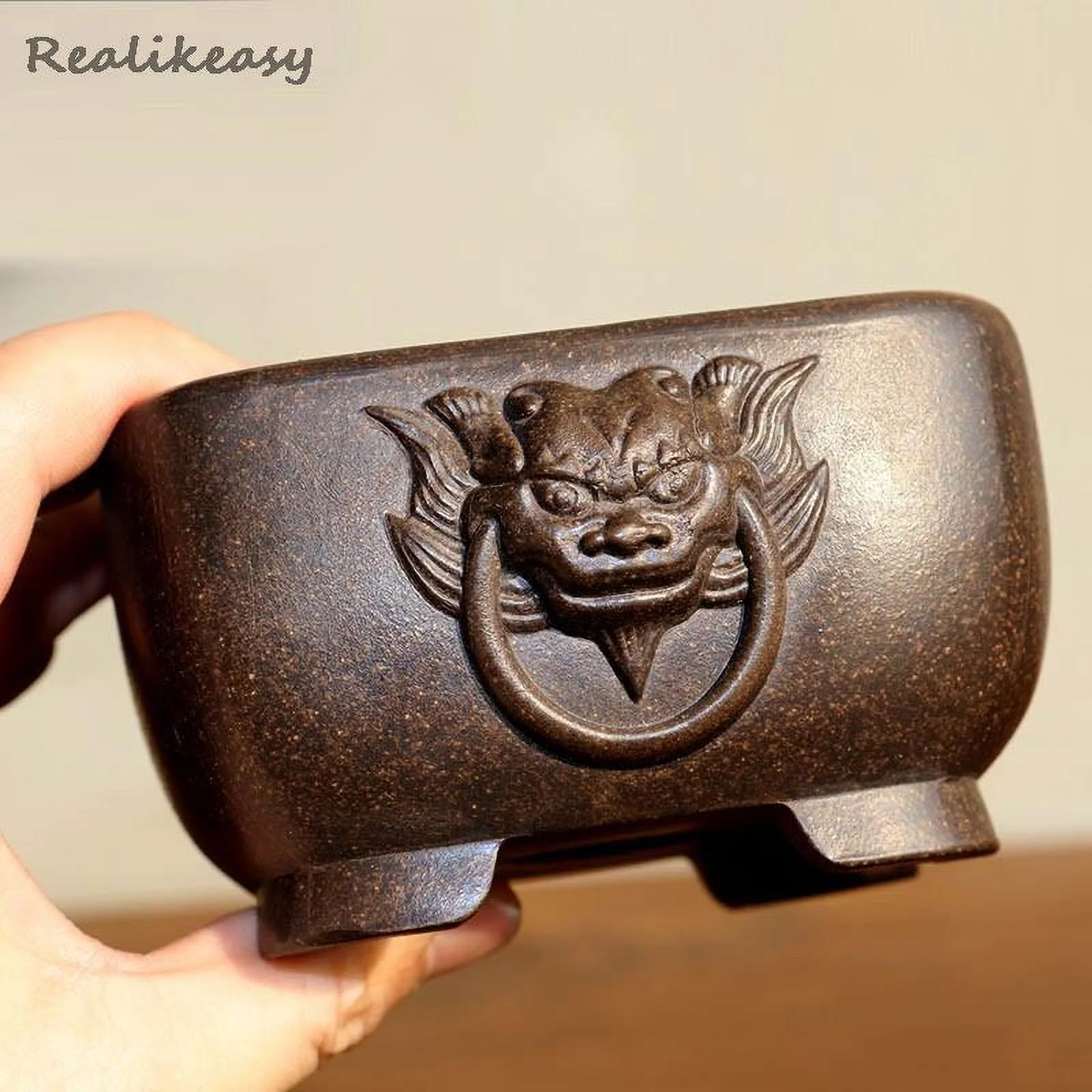 Purple Sand Flowerpot Miniatur Succulent Flower Pot Creative Chinese Style Handmade Flower Pot Simple Household Flower Pot LC370