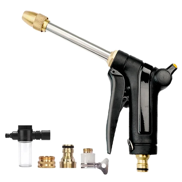 High Pressure Car Wash Spray Gun Garden Hose Nozzle Adjustable Sprinkler Water Gun Garden Lawn Watering Irrigation Tool Watergun