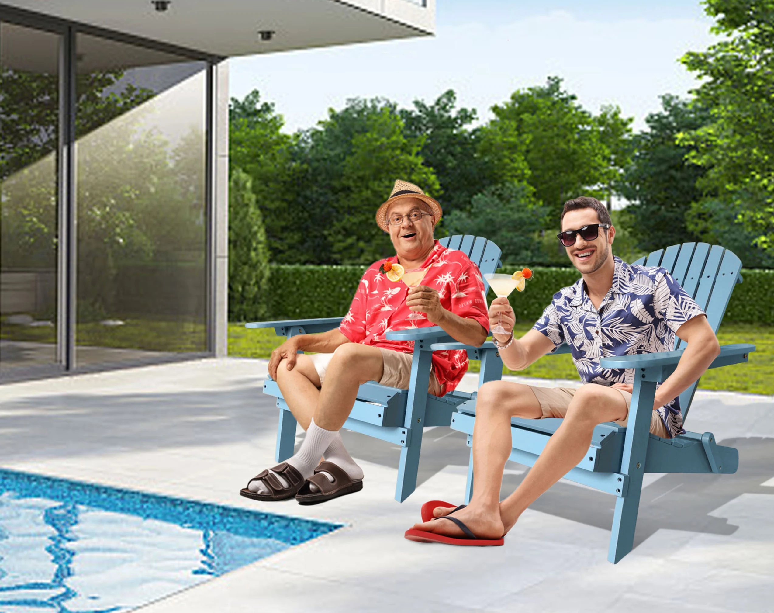 CL.HPAHKL Modern Adirondack Chair Adirondack Folding Chair Outdoor Wood Chair for All-Weather Comfort Outdoor Chairs Lawn Chairs Porch Chair Ideal for Garden, Patio, Poolside,Turquoise