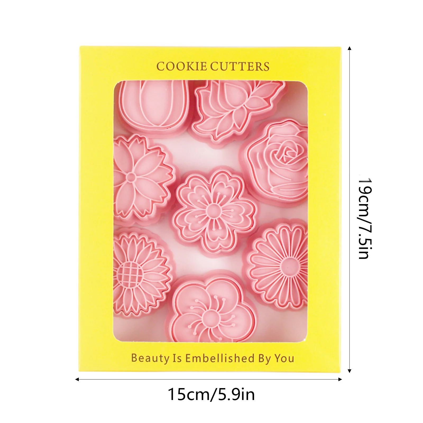 NLLSHGJ Flower Biscuits Mould Chrysanthemum Cherry Plums Cartoon Cake Baking Sugar 3d Three Dimensionals Cookie Seal Die