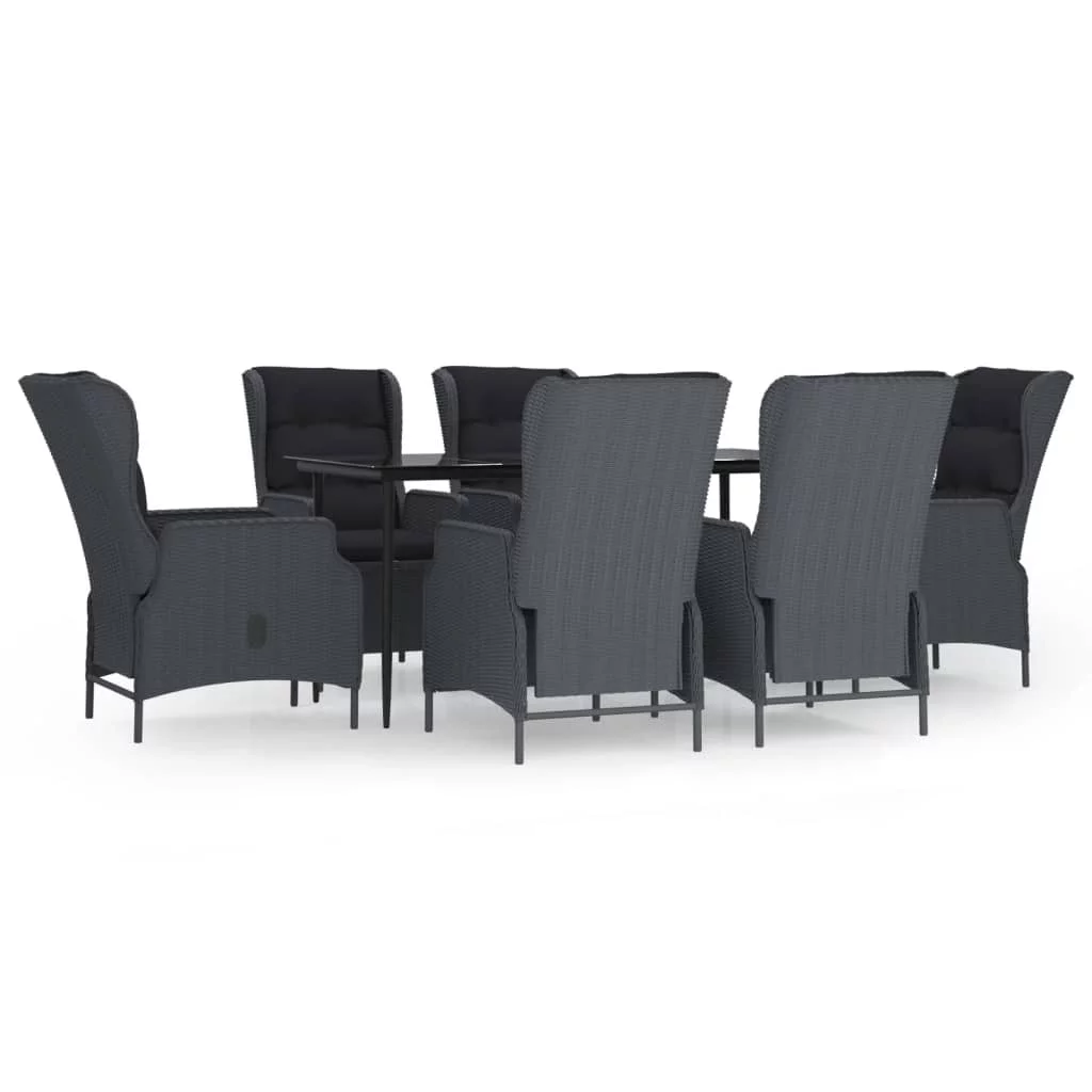Irfora 7 Piece Patio Dining Set Dark Gray Poly Rattan