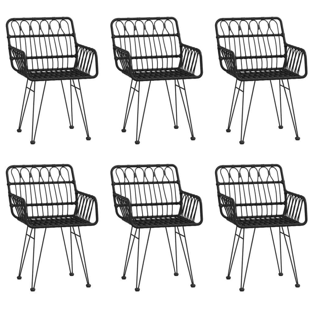 Suzicca 7 Piece Patio Dining Set Black Poly Rattan