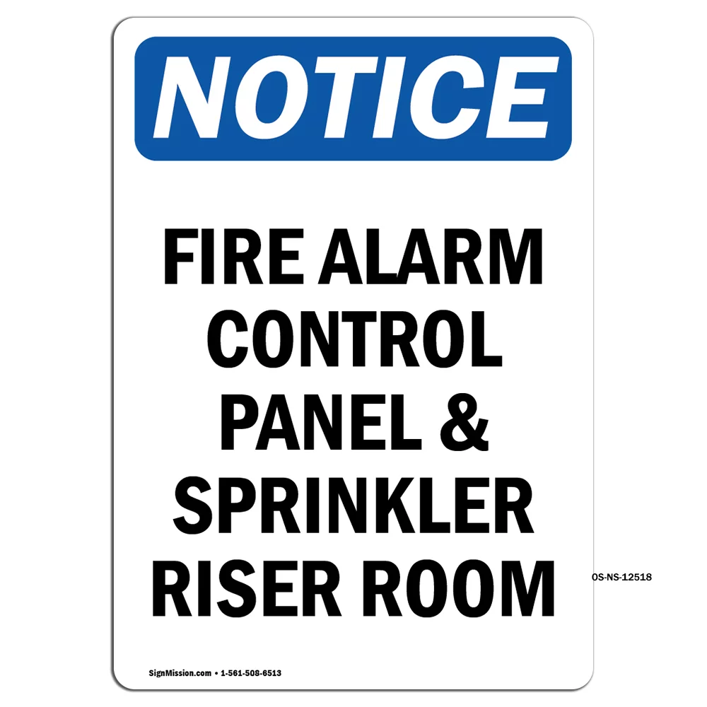 OSHA Notice Signs - Fire Alarm Control Panel And Sprinkler | Decal | Protect Your Business, Work Site, Warehouse | Made in the USA