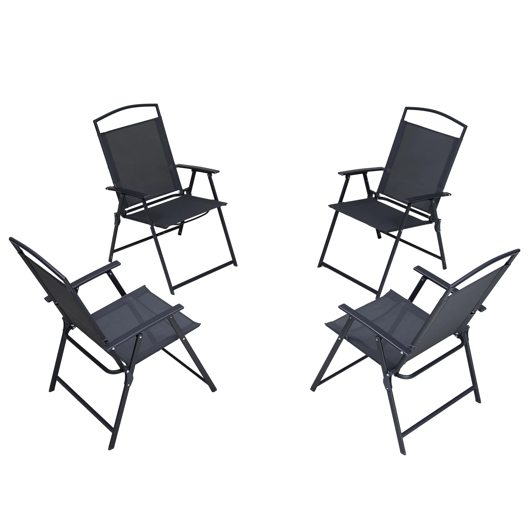 Crestlive Products Outdoor Chairs Set of 4 Patio Folding Dining Chairs Gray