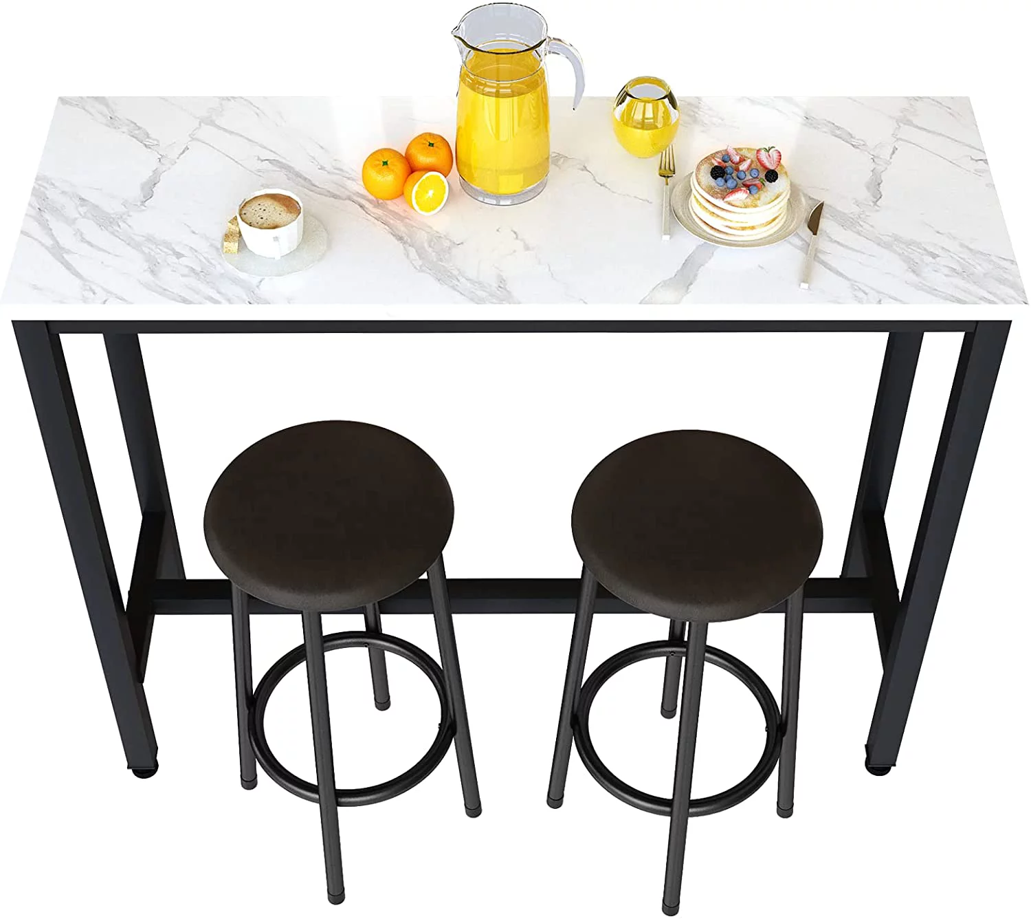 TJCGDTY Dining  Set  43.3\u201D Rectangle Pub Bistro Dining Set Kitchen  Set   with Backrest Stools  5-Piece Breakfast  Set with Metal Frame for Dining Room w/ 4 Chairs-Gold