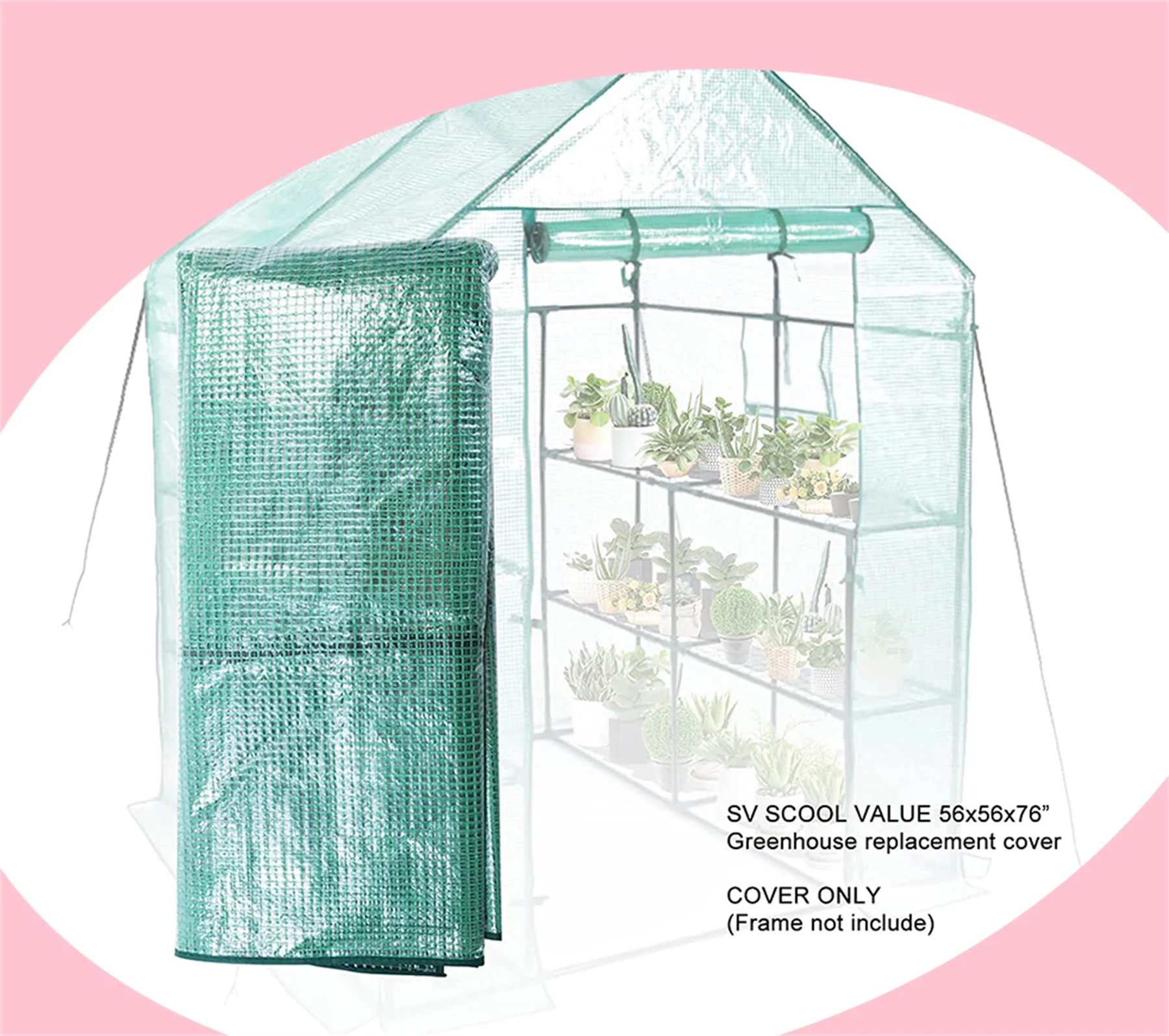 Greenhouse PE Cover, Waterproof Replacement Cover with Windows -Cover Only