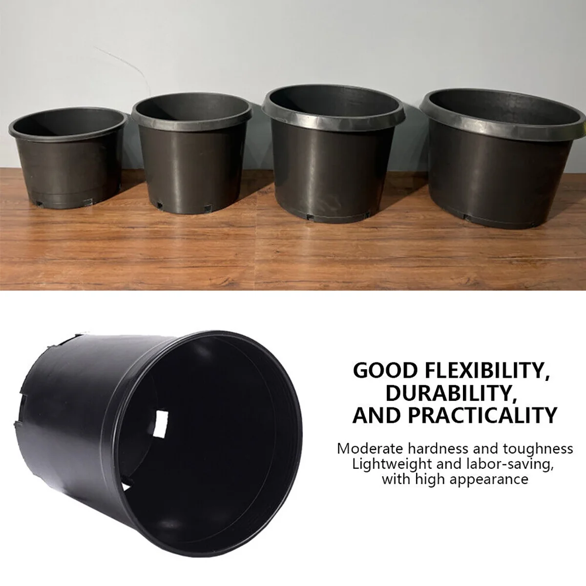 WSYW 3 Gallon Plastic Plant Flower Pot Nursery Garden Seed Containers 5 Pack