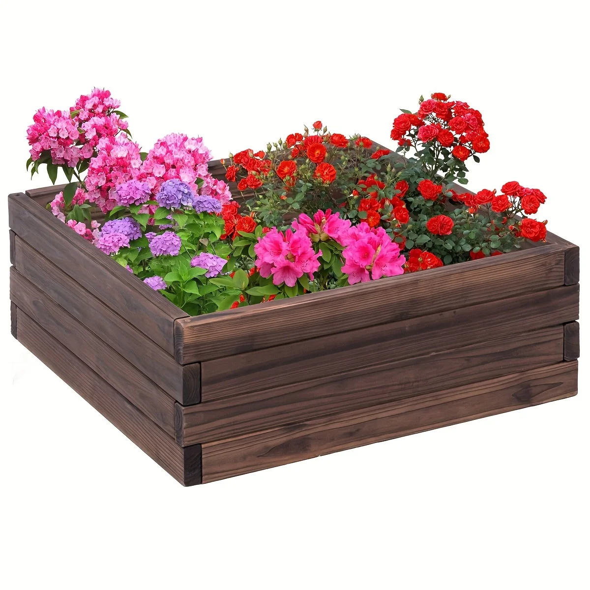 Wooden Square Raised Garden Bed Flower Vegetables Seeds Planter Kit Elevated Box Patio