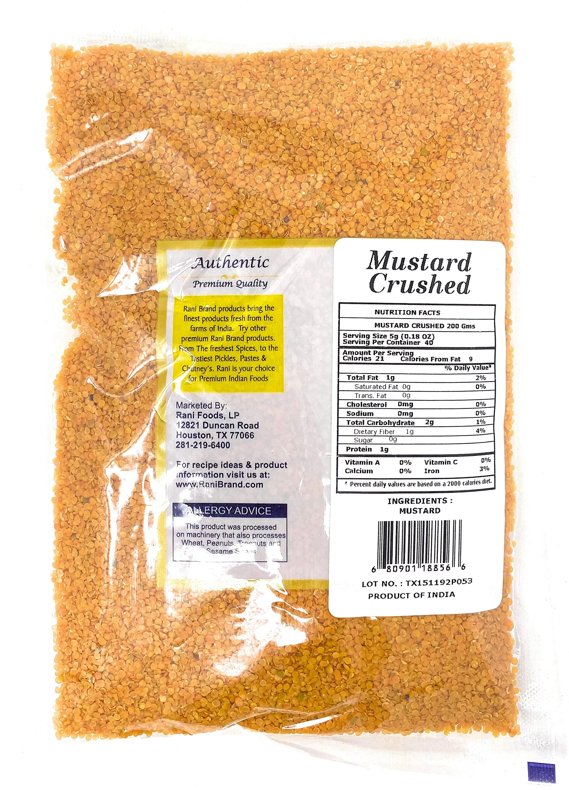 Rani Mustard Seeds 200g (7oz) Crushed Coarse, All Natural ~ Gluten Friendly | NON-GMO | Vegan | Indian Origin