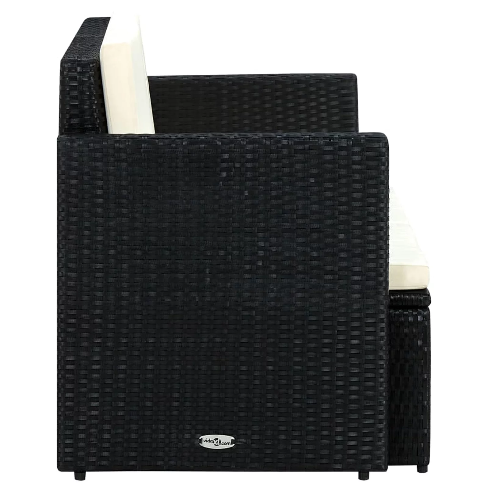 2 Seater Patio Sofa with Cushions Black Poly Rattan