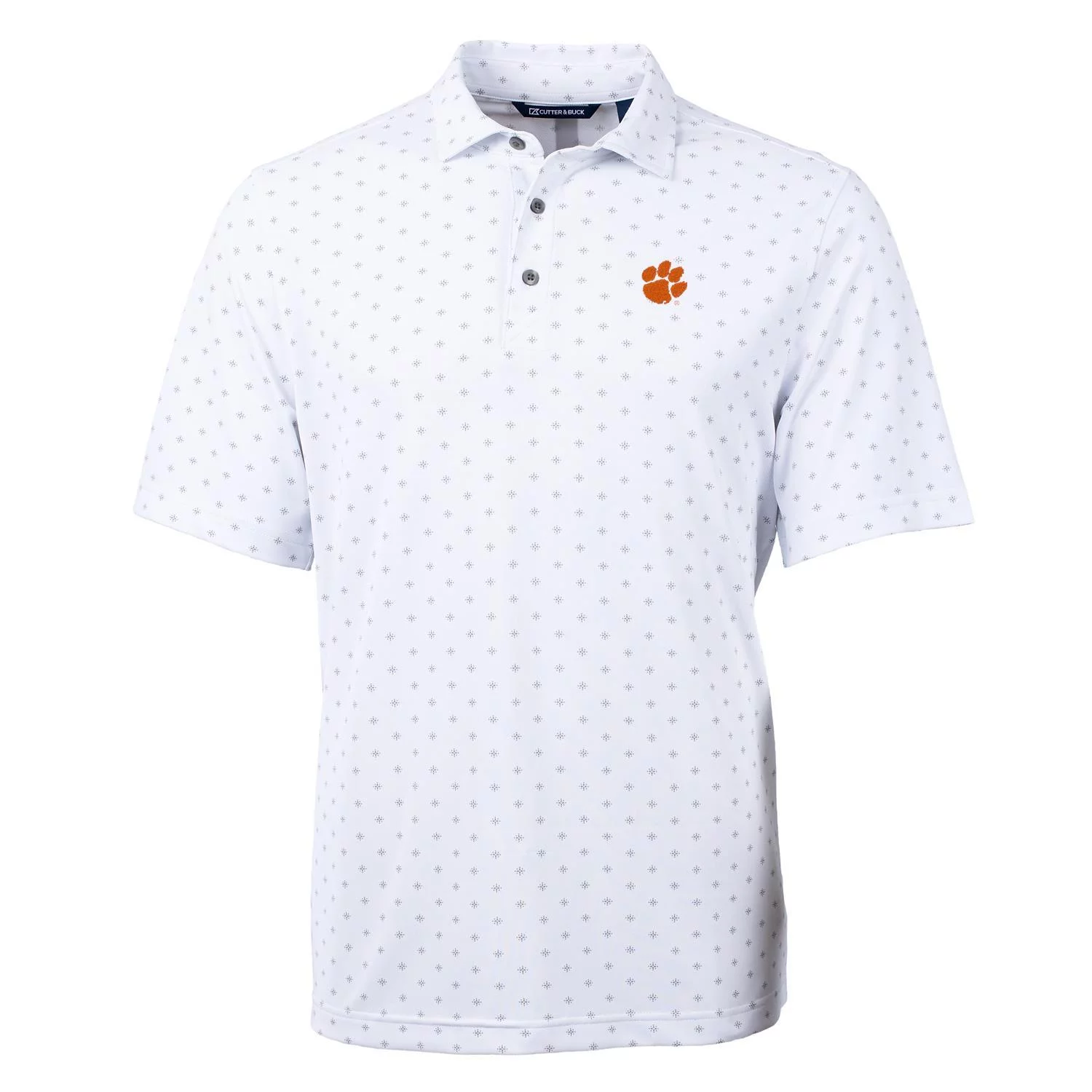 Men's Cutter & Buck White Clemson Tigers Virtue Eco Pique Tile Print Polo
