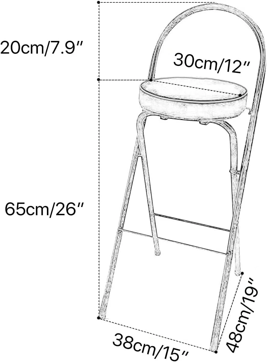 SJUIOK Foldable  Stool 26in /28in /30in Folding Kitchen Stool with Back Portable Folding Breakfast  Stool PU Soft Cushion Carbon Steel Folding Stool for Kitchen Island Pub