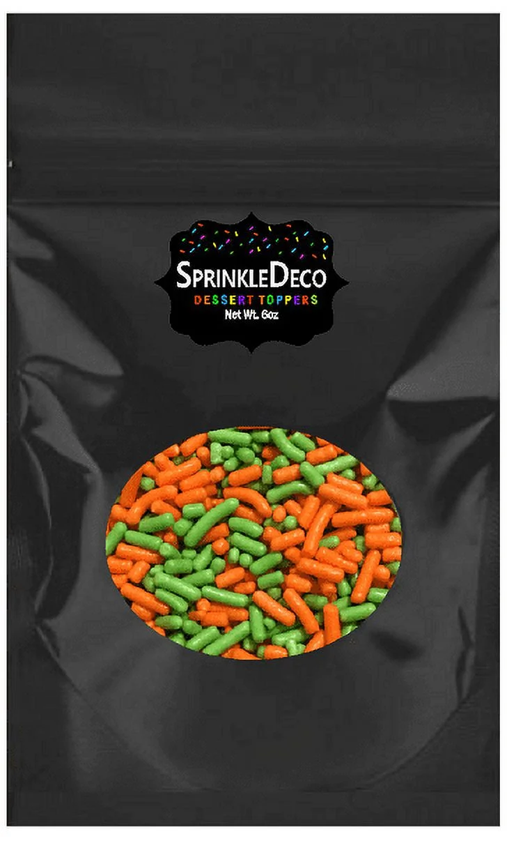 Sprinkle Deco� Lime Green and Orange Cake Pop Cookie Cupcake Cakes Semi-Sweet Edible Confetti Decorations Sprinkles Desert Jimmies Toppers