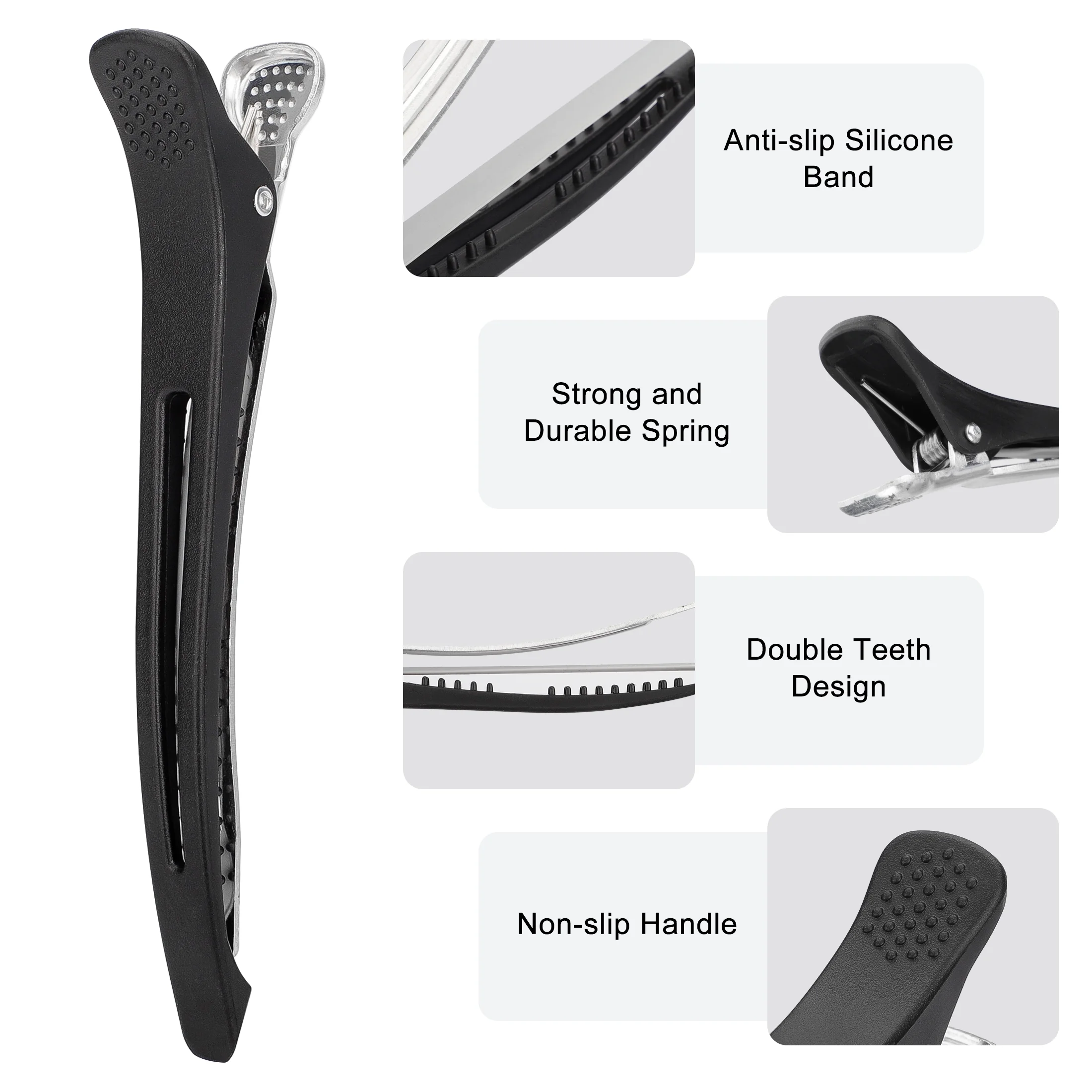 EEEkit 20pcs Hair Clips for Styling Sectioning, Non Slip Duckbill Clips with Silicone Band