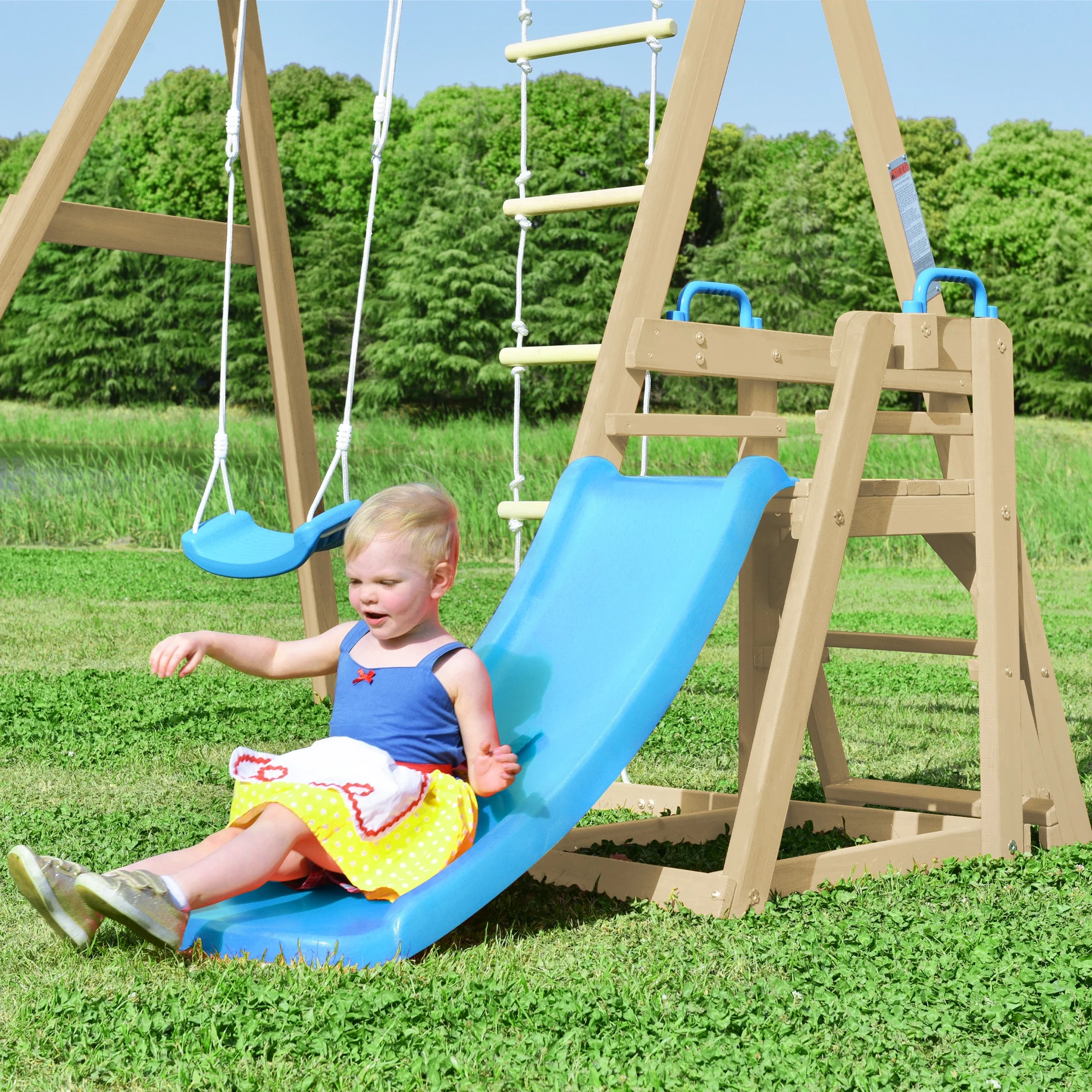 Swing Set Wooden Swing Set Kids Climber With Slides.