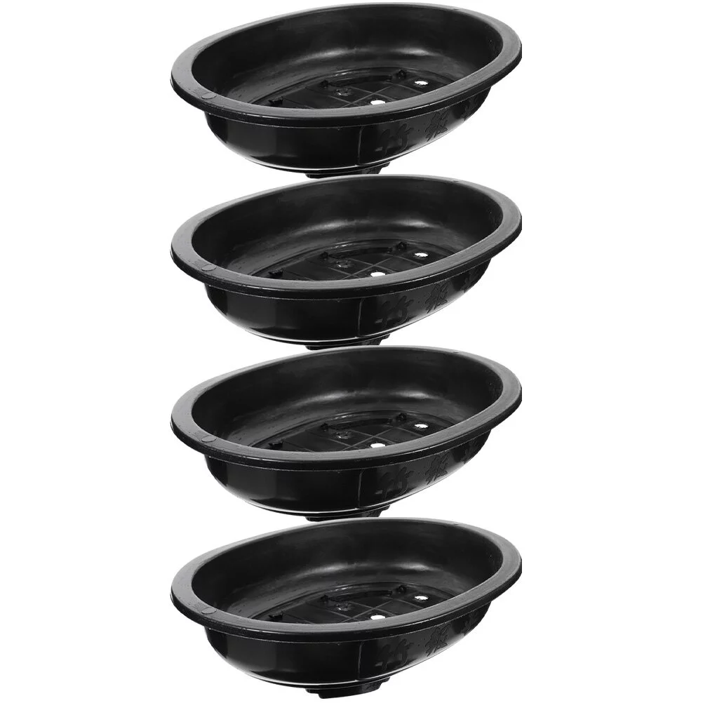 4Pcs Bonsai Flowerpot Household Oval Bonsai Pot Plastic Flower Pot Gardening Bonsai Container