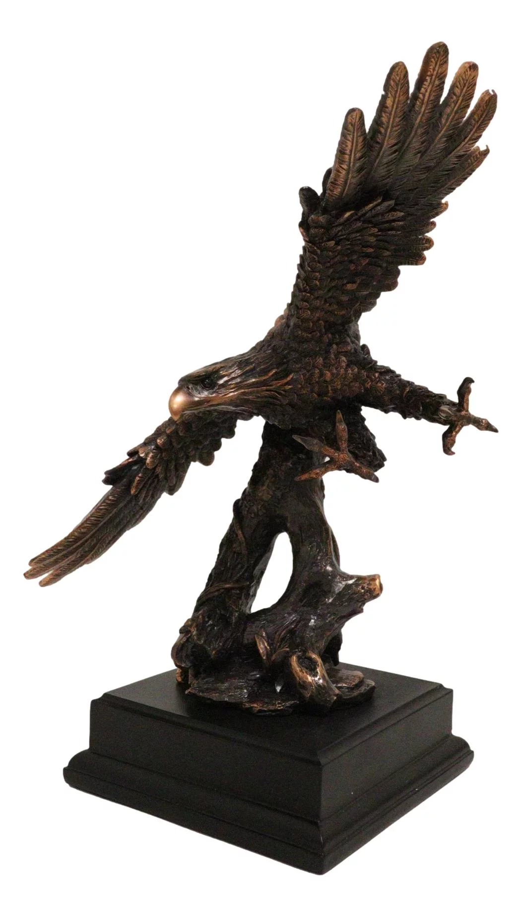 American Bald Eagle Swooping With Open Wings Bronze Electroplated Resin Figurine