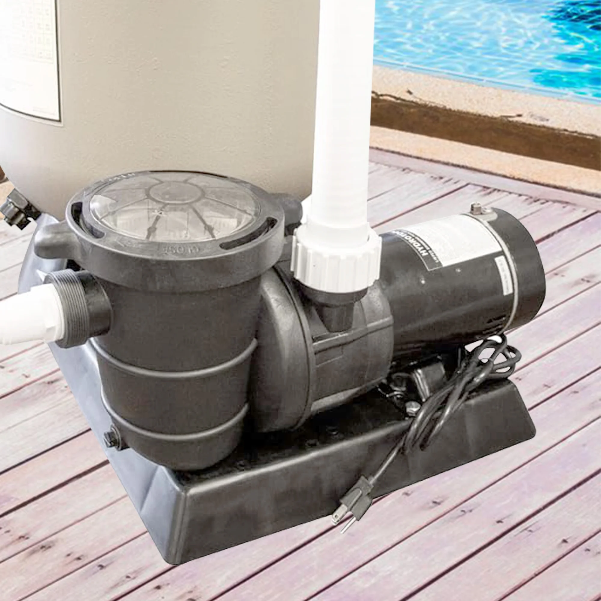 HYDROTOOLS By SWIMLINE 71916 Hydro-Flo 1.0 HP (0.8 THP) 4500 GPH ABOVE GROUND Powerful Pool Pump 2 Variable Speed Extra Large Strainer Basket Vertical Discharge 115V Energy Saving Silent Noise DOE