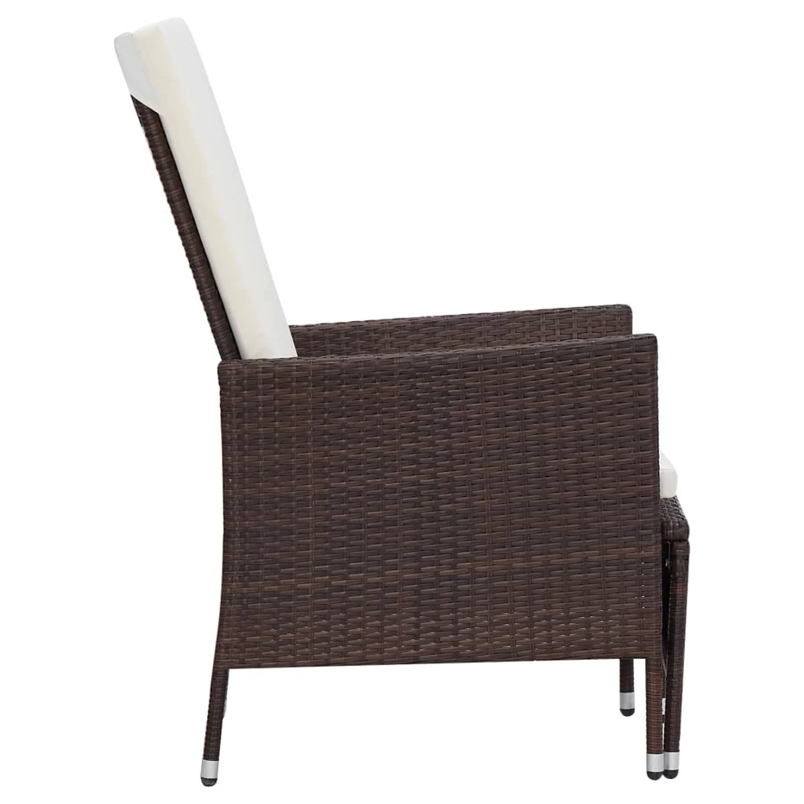 Carevas Reclining Patio Chair with Cushions Poly Rattan Brown