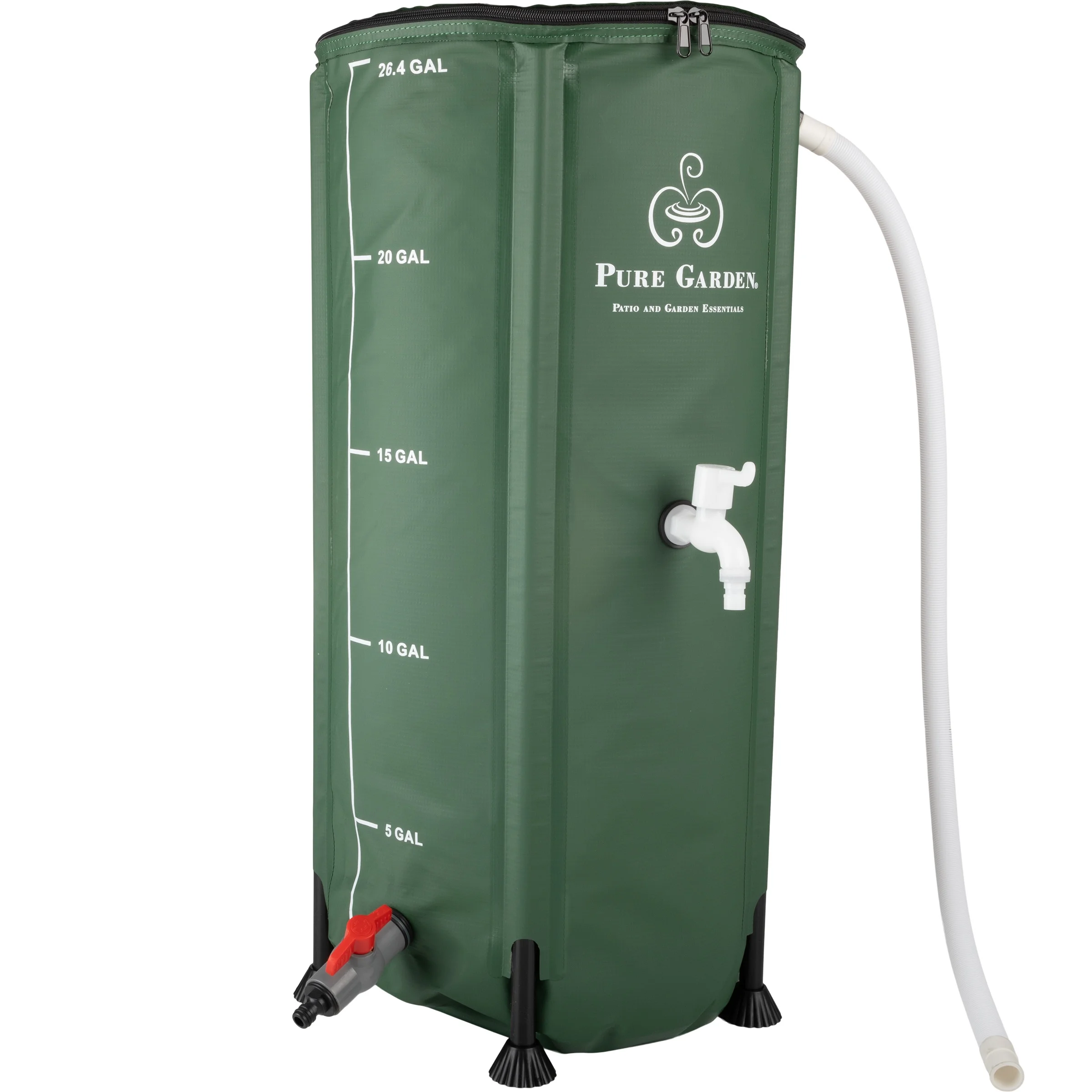 Pure Garden 26.4-Gallon/100-Liter Collapsible PVC Rain Barrel with Water Spigot, Green