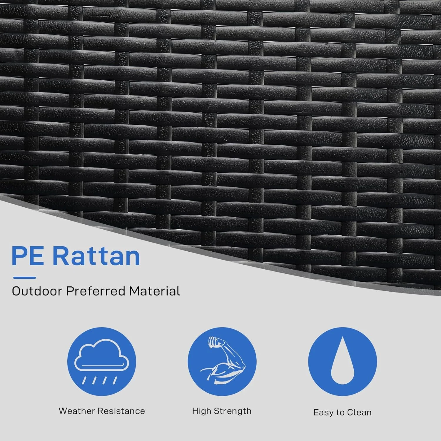 Porch Swing 2 Person Hanging Bench, Wicker Outdoor Swing Bench with Cushion and Pillow for Patio, Yard, Garden Hold Up to 800 lbs (Blue)