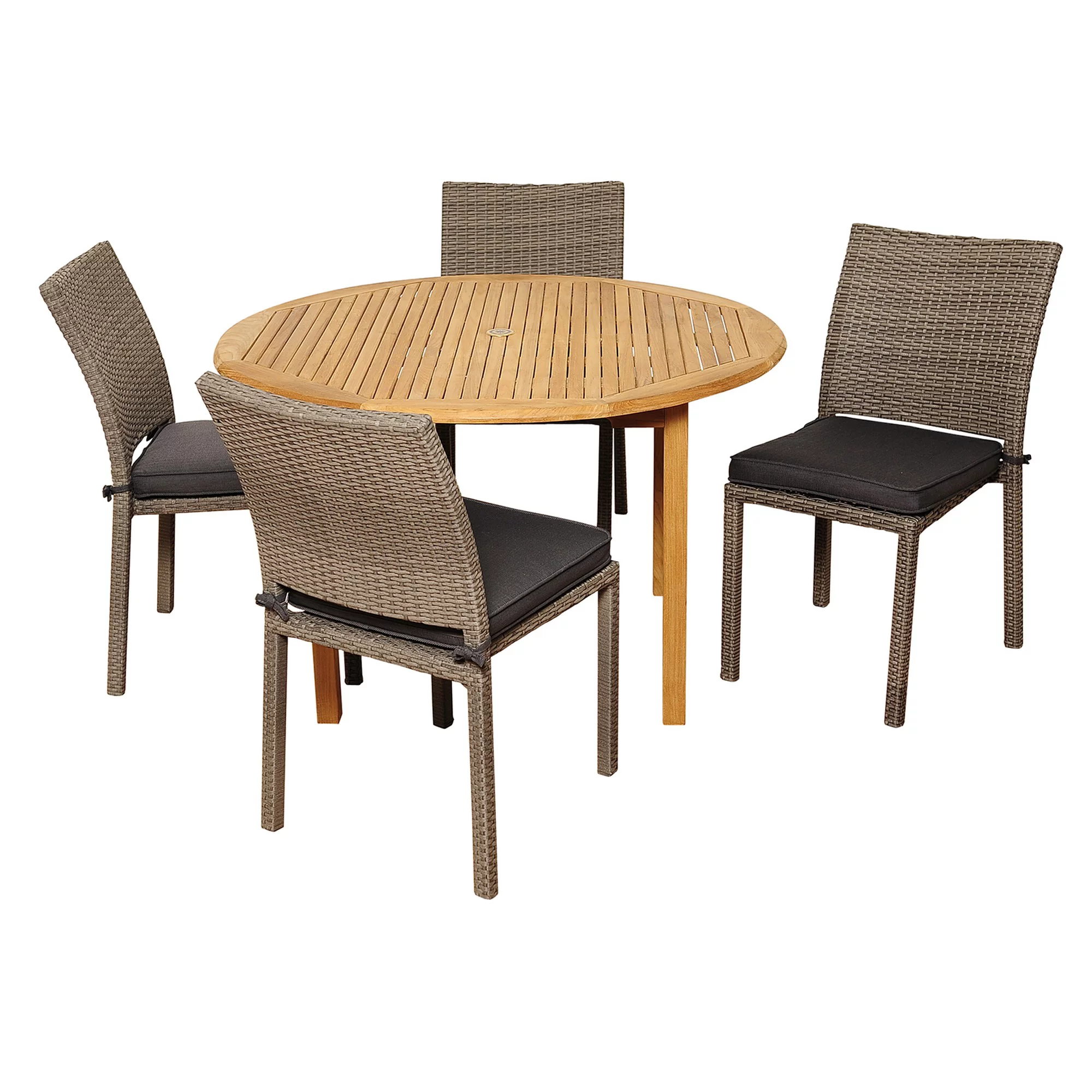Outdoor Living and Style 5-Piece Brown Anthony Teak Round Outdoor Patio Dining Set 47