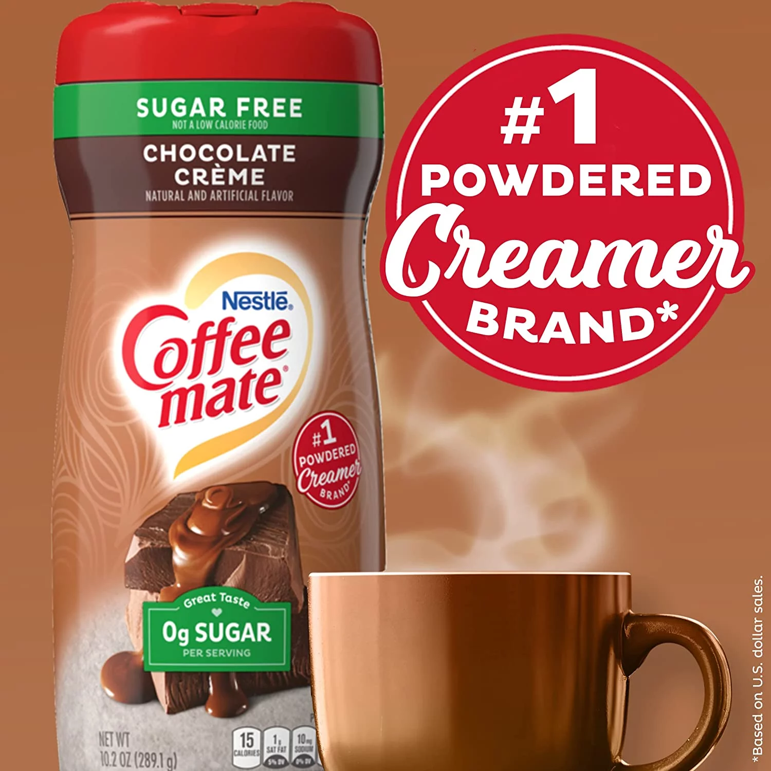 Coffee Mate, Powder Coffee Creamer, Sugar Free, Chocolate Creme, 10.2 oz