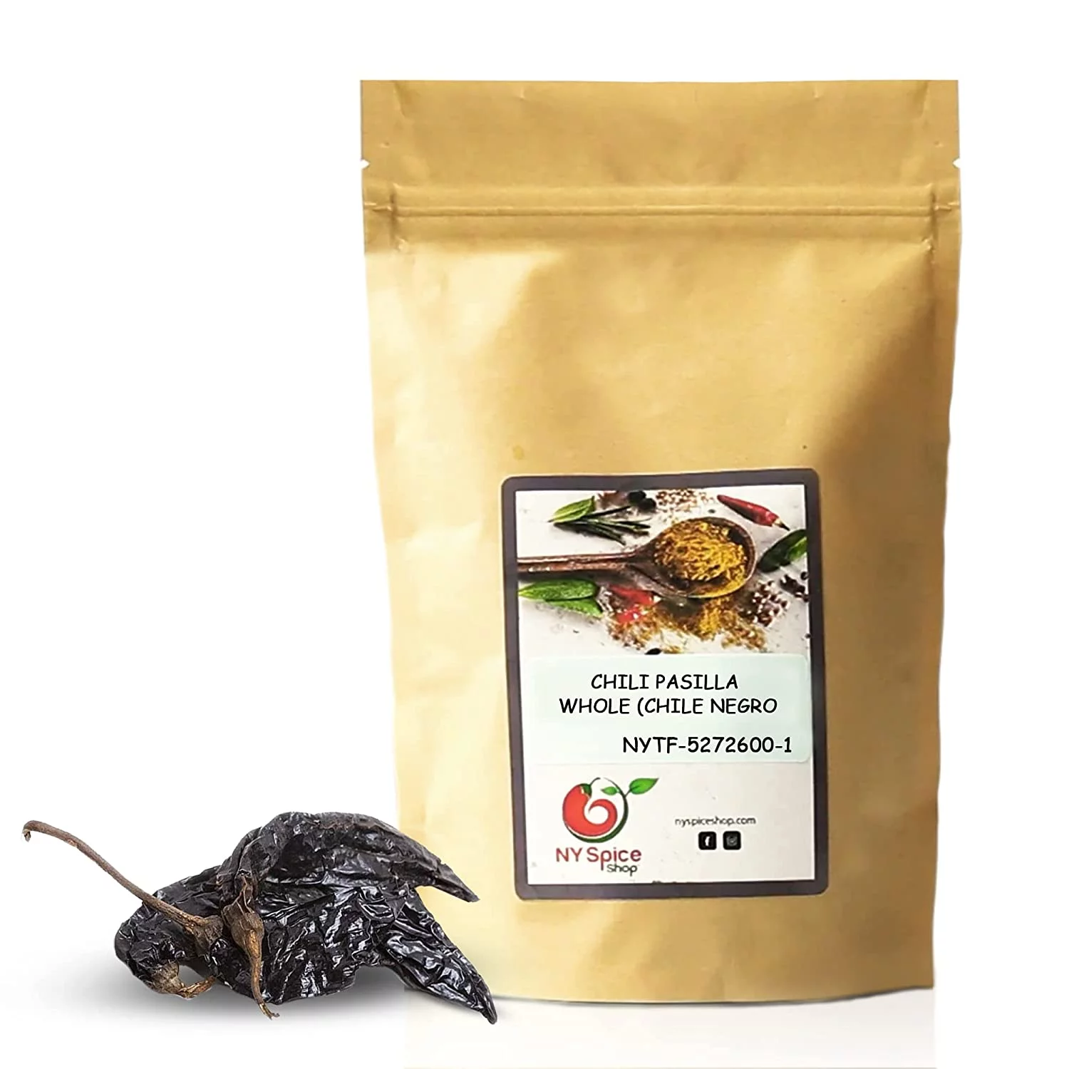 NY SPICE SHOP Pasilla Chilies Dried Whole - Pasilla Pepper - Chili Negro - Pasilla Chiles - 1 lbs