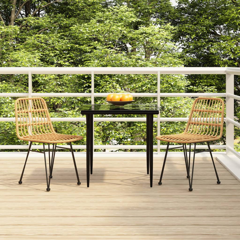 Uteam Patio Dining Set Poly Rattan 3 Piece Outdoor Furniture