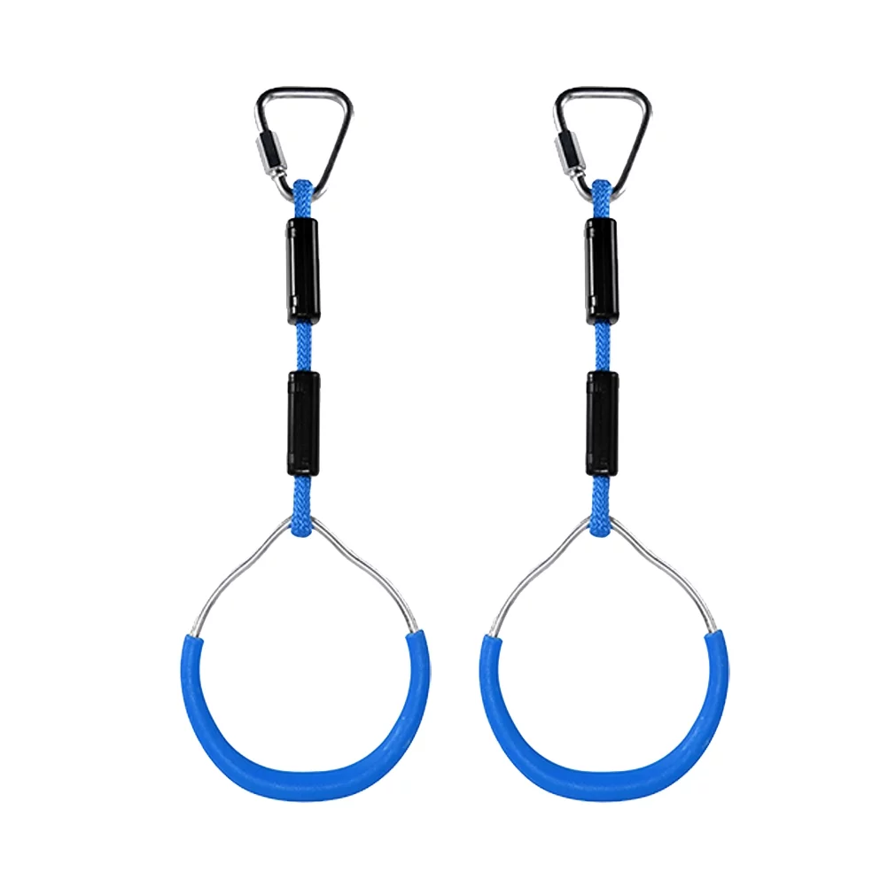 NUOLUX 2pcs Swing Gymnastic Rings Outdoor Backyard Play Sets Climbing Ring Obstacle Ring Swing Toys Set for Kids (Blue)
