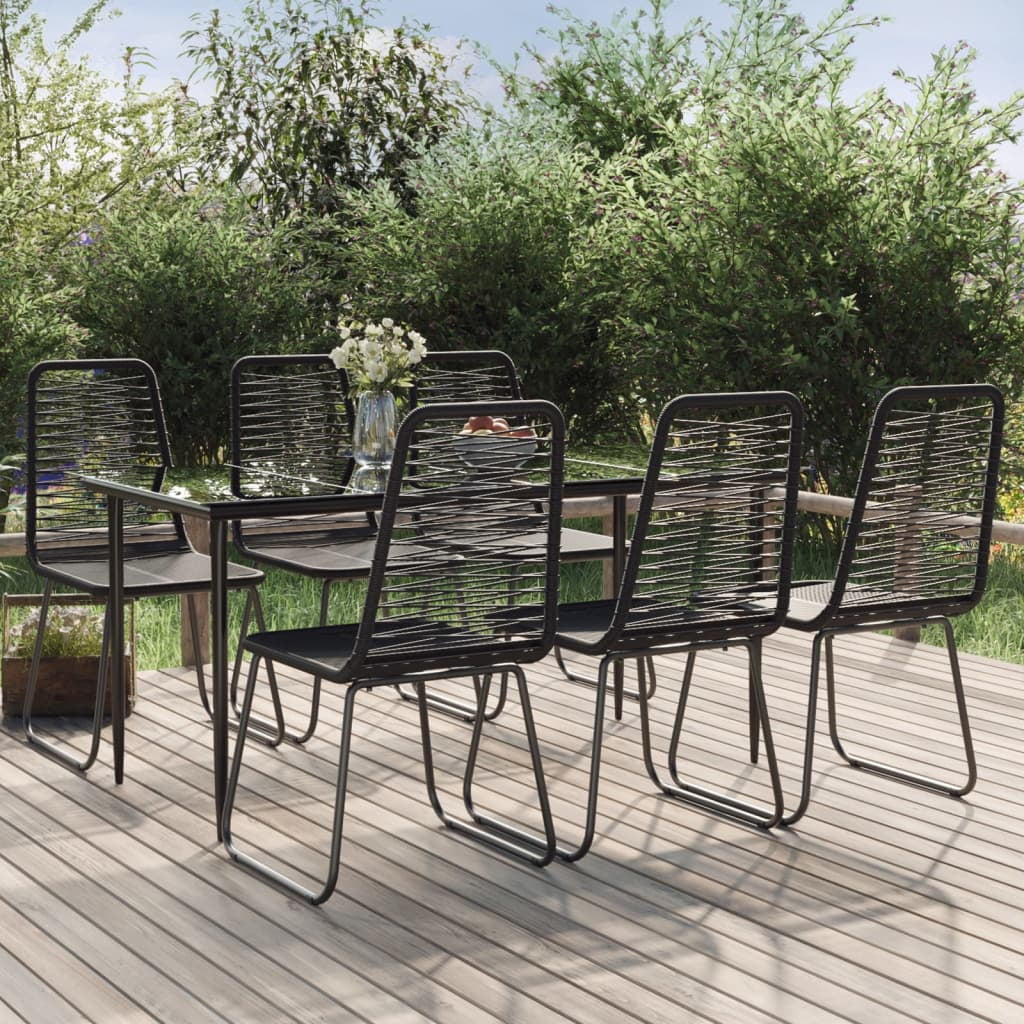 7 Piece Patio Dining Set Black