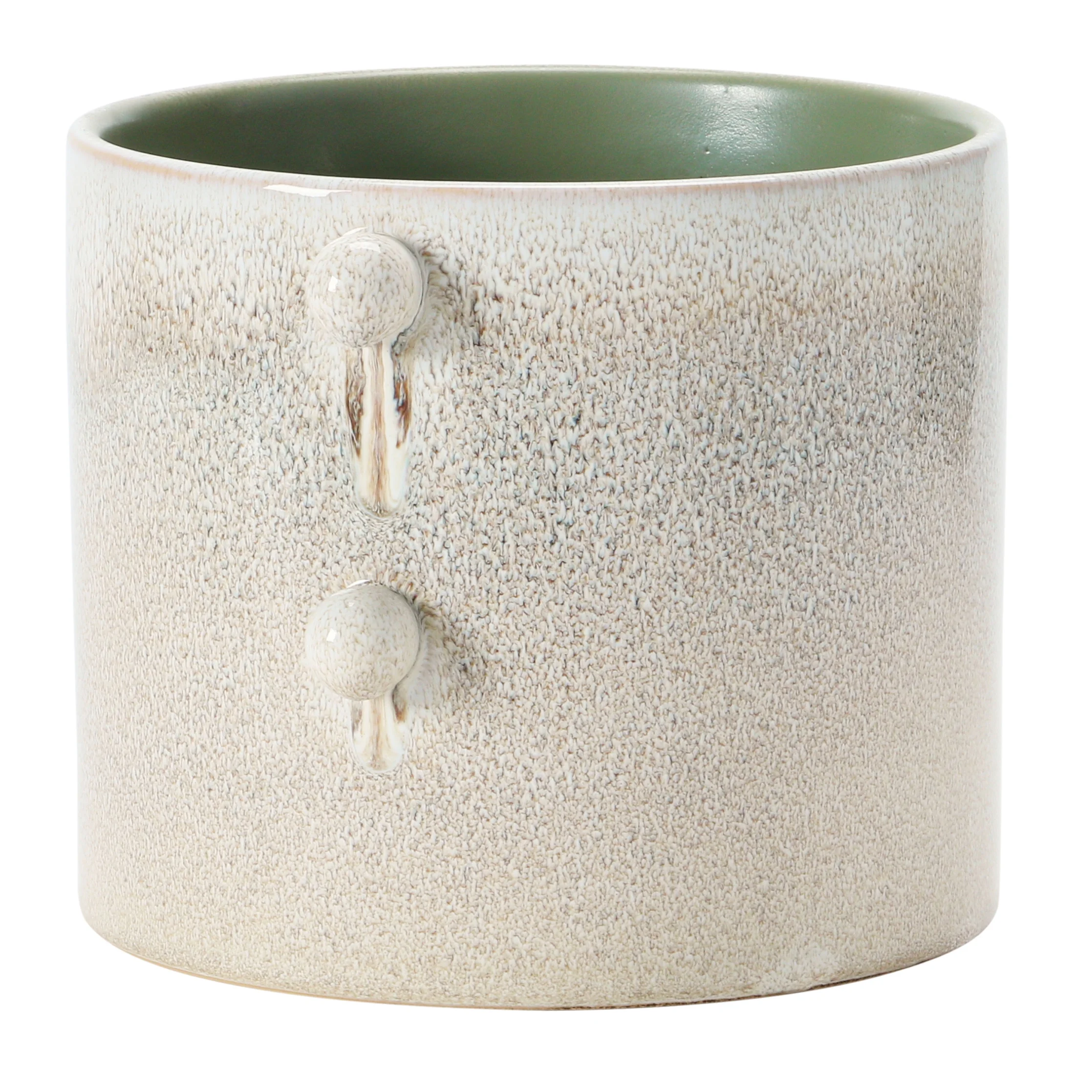 Creative Co-Op Round Stoneware Planter with Reactive Glaze, Cream