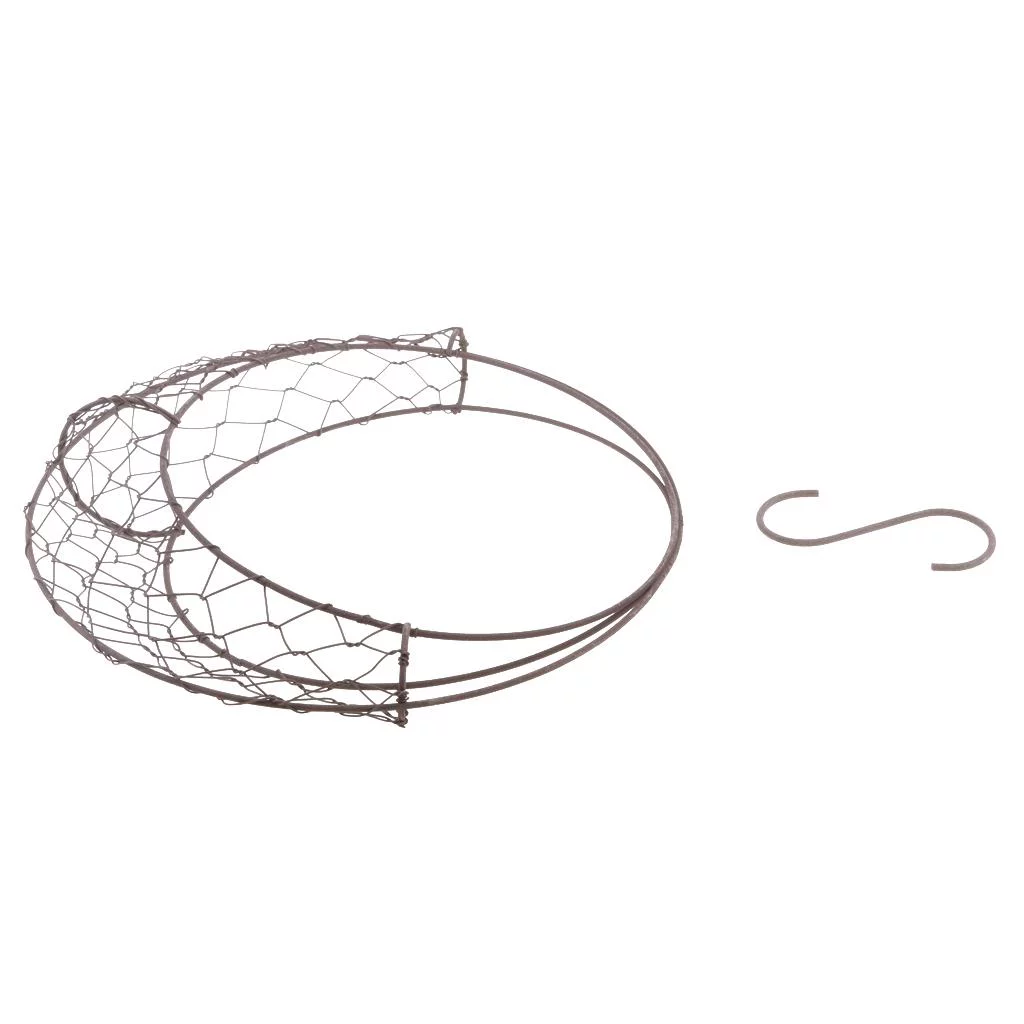 4x Rustic Romantic Iron Frame Moon Shape Succulent Plant Pot Hanging Pot 11 ''