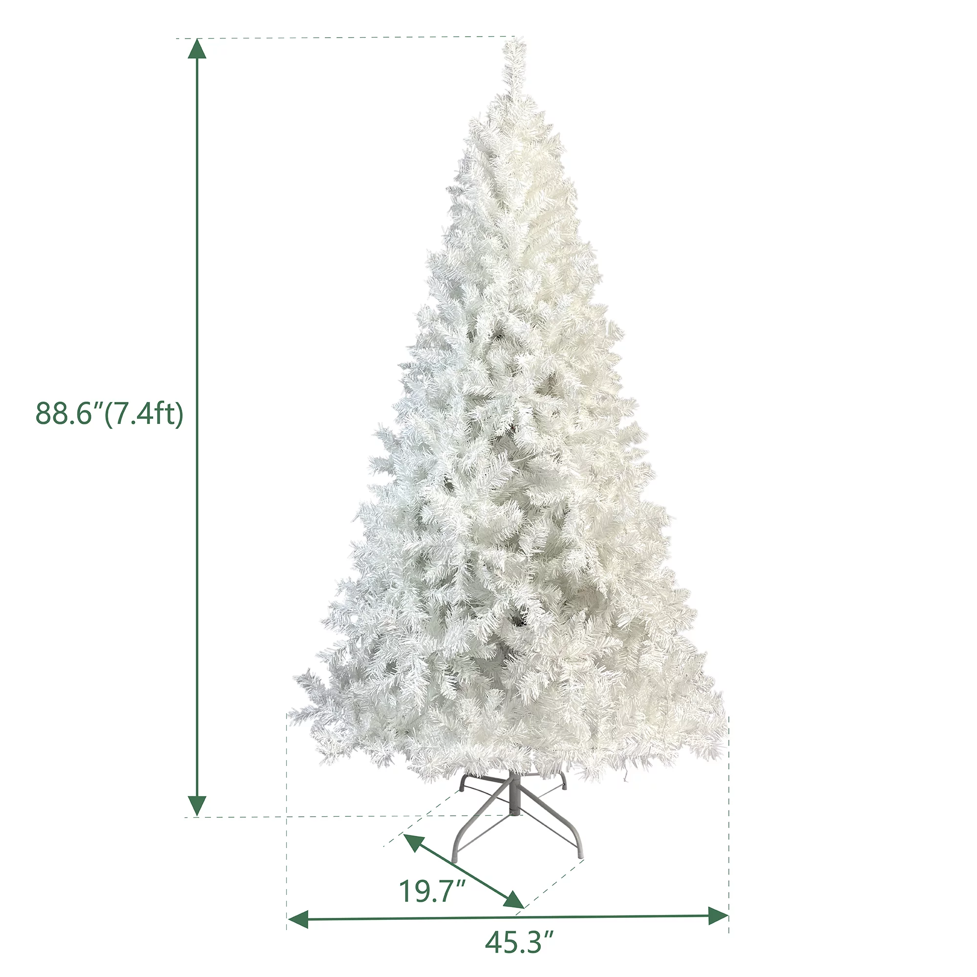 GO 7.4 ft National Christmas Tree White Hinged Spruce Full Tree, with 500 LED lights