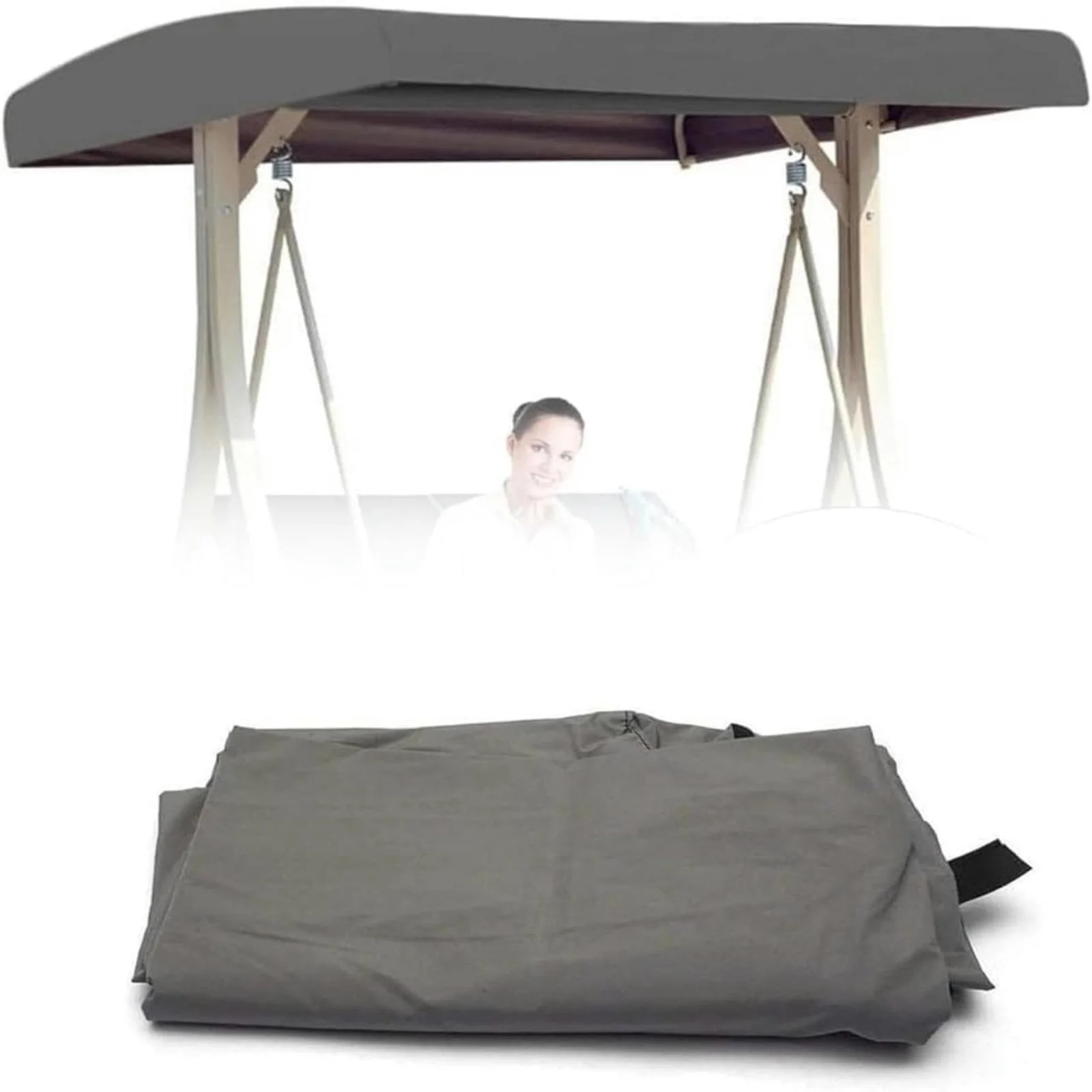 MOQIN 190T Cloth Patio Swing With 4 Reinforced Corner Pockets Outdoor Patio Swing Canopy Replacement For Swing Seat 2 and 3 Seater Garden Cover