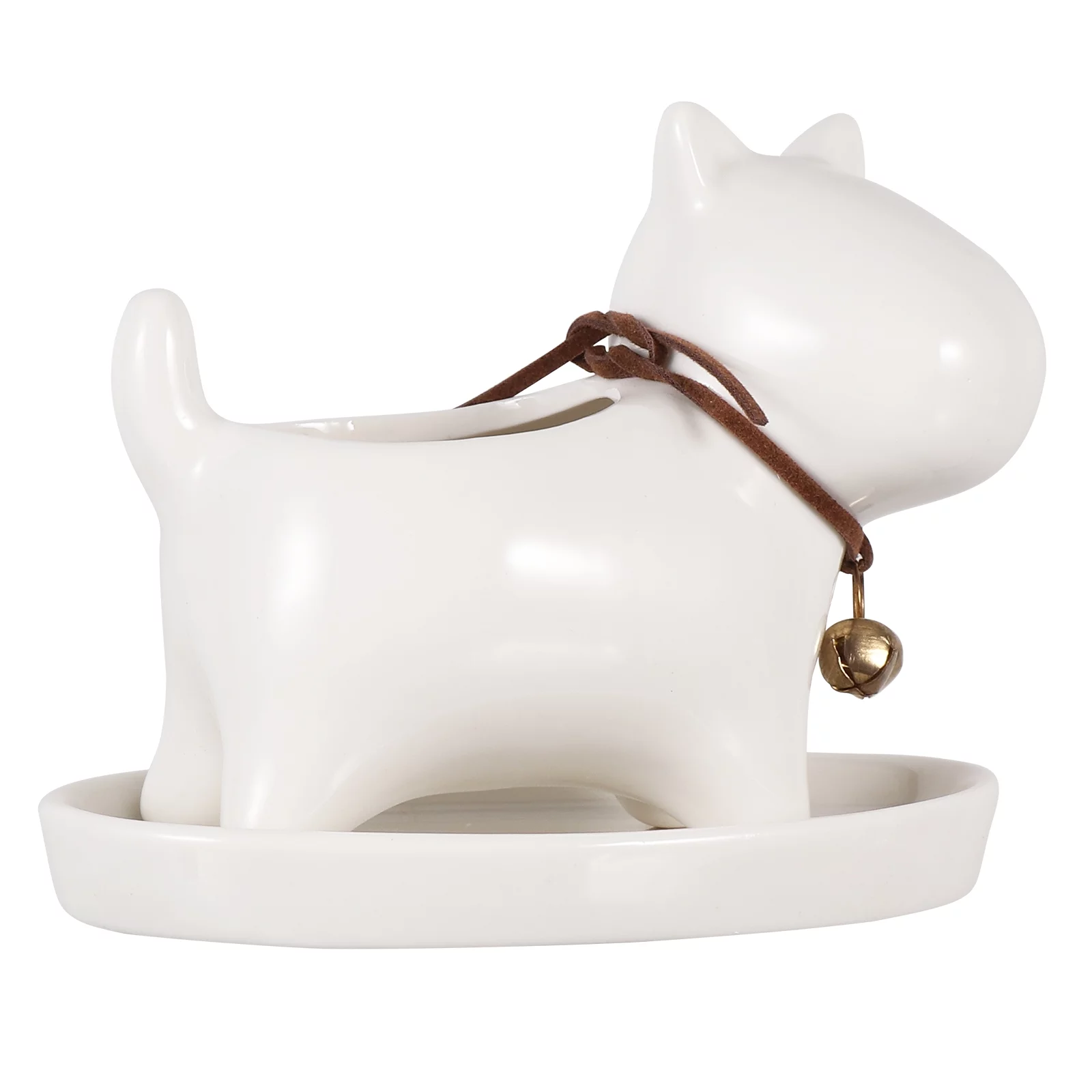Guichaokj Dog Succulent Planter With Tray Saucer Fun Animals Ceramic Plant Pot Flower Vase