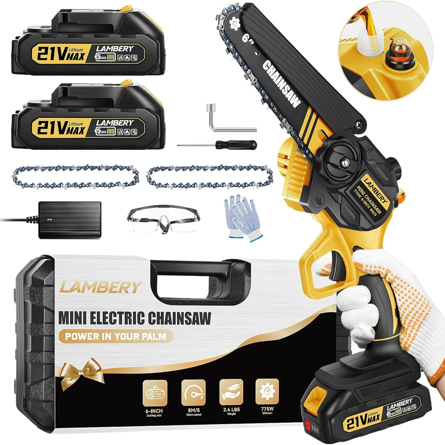 Mini Chainsaw  Gifts for Men  6 Inch Portable Electric Chain Saw Cordless  Husband Dad Gift for Fathers Day  Anniversary Birthday Gifts Handheld Saws Battery Powered for Tree Cutting