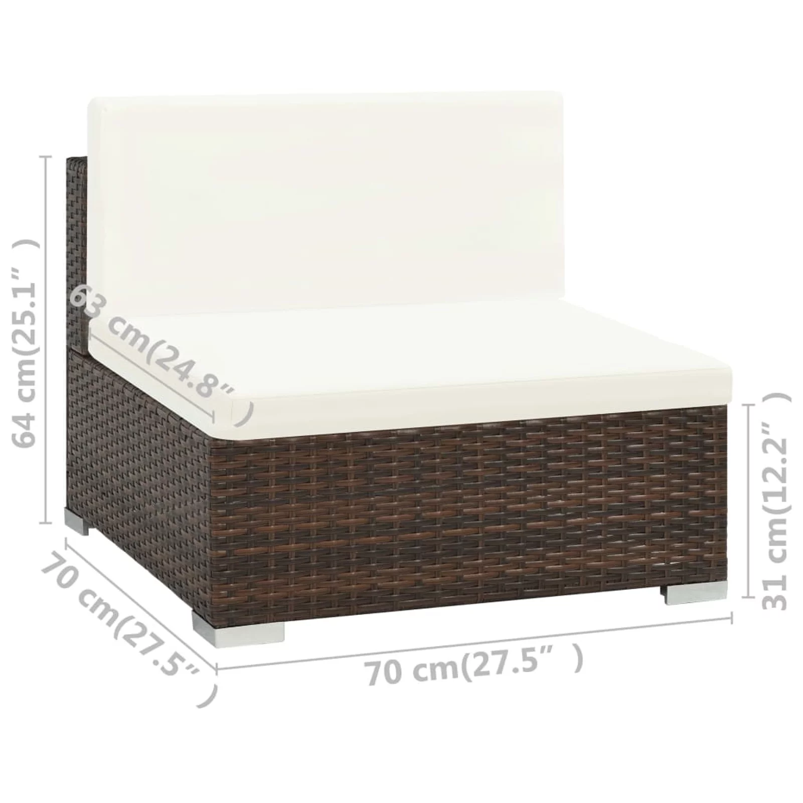 Carevas 7 Piece Patio Set with Cushions Poly Rattan Brown