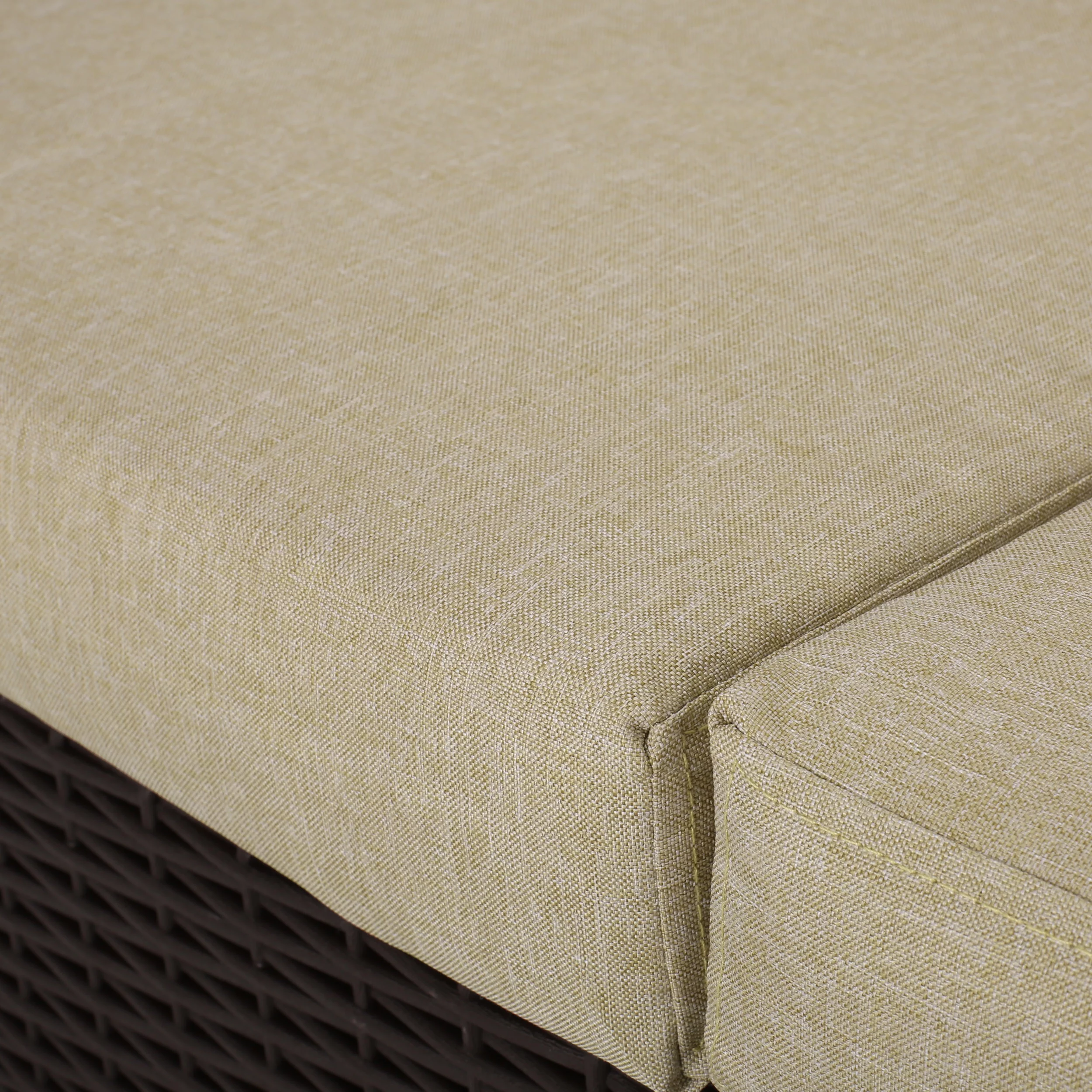 GDF Studio Farirra Outdoor Faux Wicker 8 Seater Chat Set with Cushions, Dark Brown and Beige