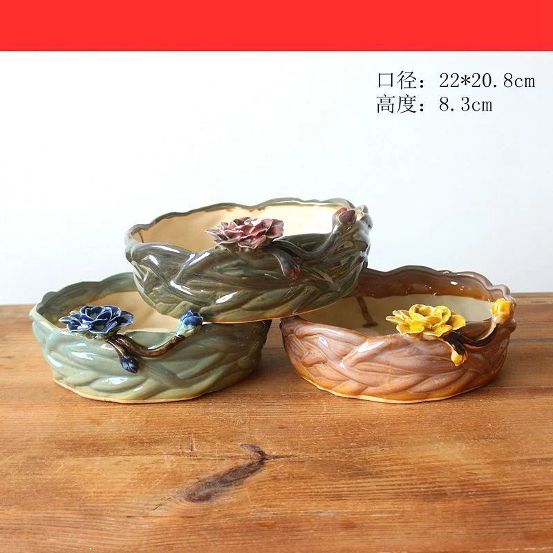 Ceramic Flower Pot - Handcrafted Succulent Planter - Green Plant Pot - Succulent Platter