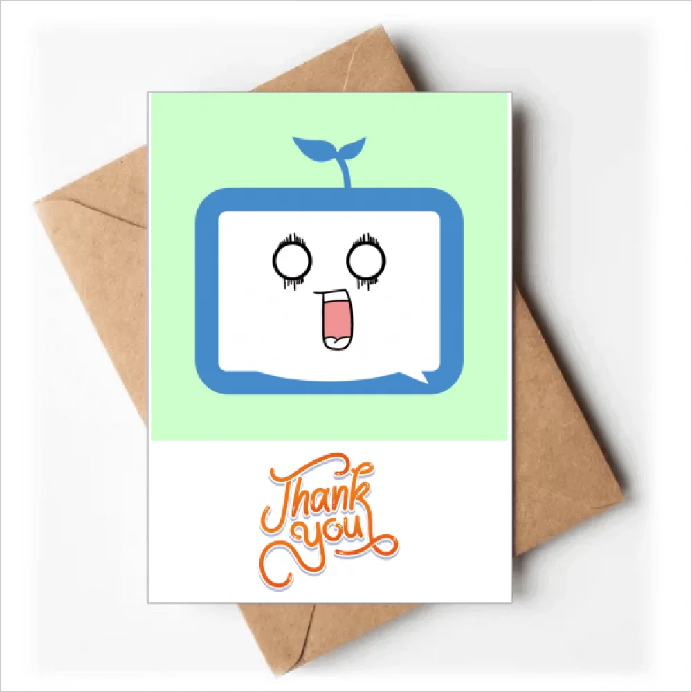 Saplings Surprised Small TV Face Original Thank You Cards Envelopes Blank Note