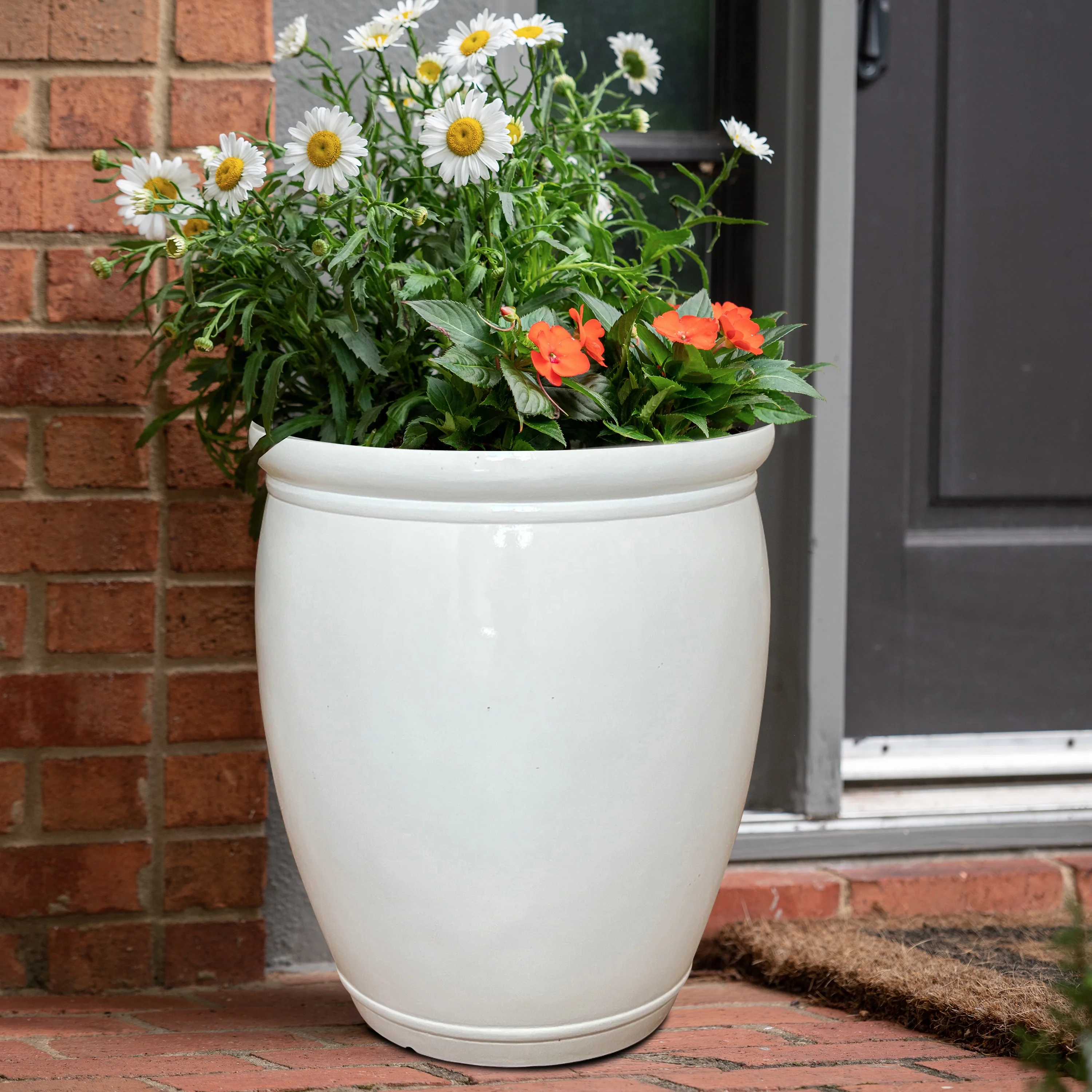 Mainstays 12” x 12” x 13.7” Kiernan White Resin Composite Planter