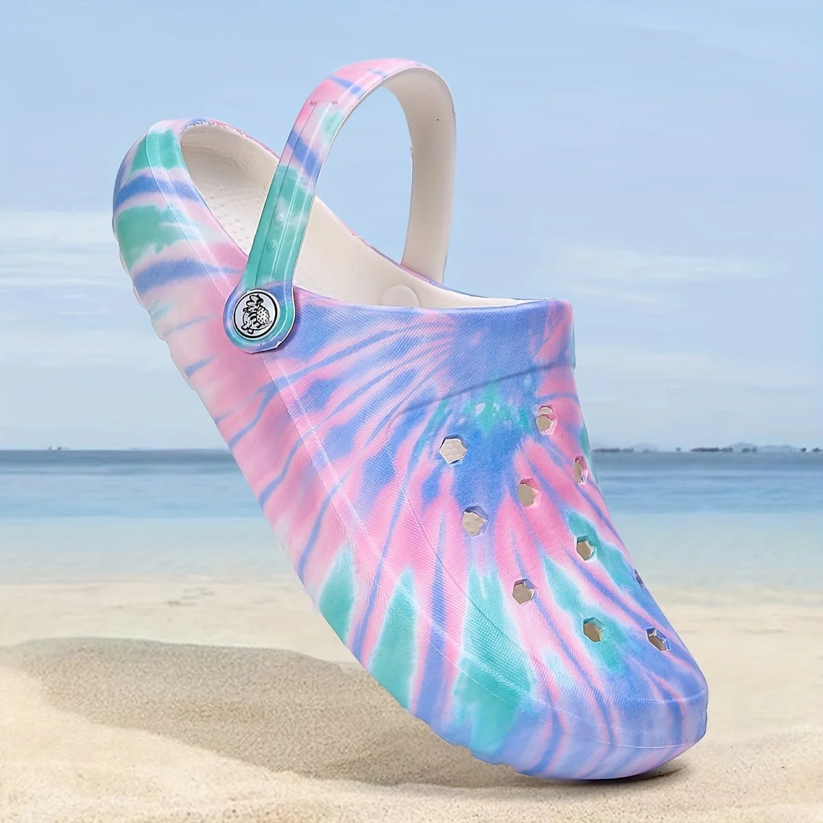 Slip-On Garden Clogs, Lightweight Tie-Dye Women's, Versatile Two-Way, Non-Slip Beach Slides, Summer Comfort, Outdoor & Pool Ready, Easy Wear, Durable Rubber, Stylish & Practical Footwear