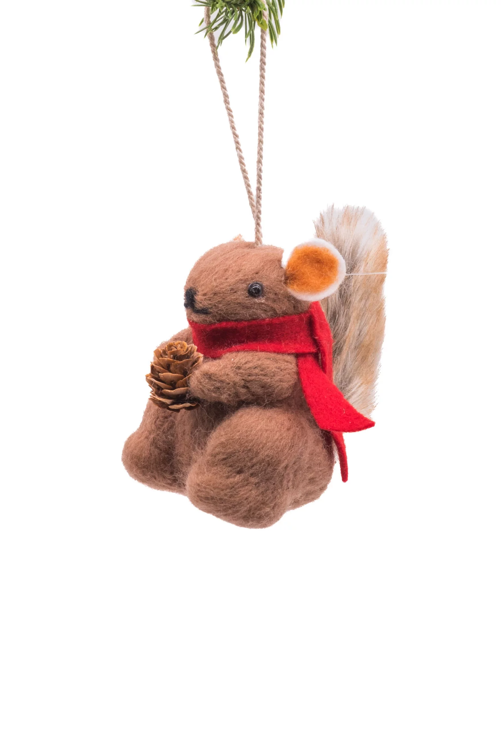 Starlight Collection, Brown Polylon Hanging Chipper Chinchilla with Treasured Pinecone (Pack of 3)